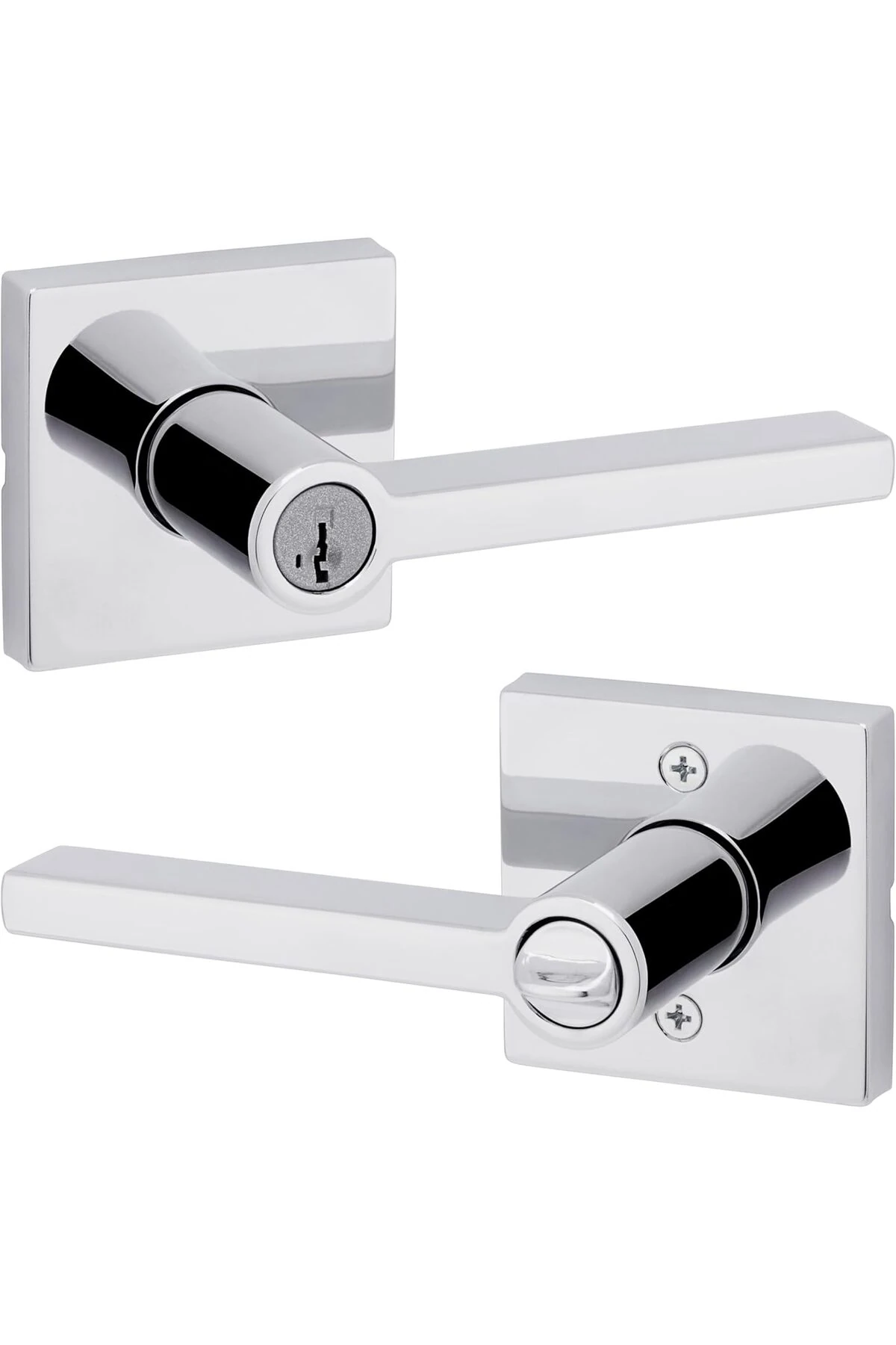 Kapı Kolu Akıllı Anahtar Anahtar Anahtar Güvenlik Anahtarlı Giriş Kilidi, Cilalı Krom Kare Gül 1198