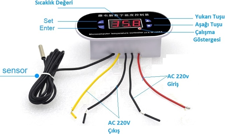 W1308A 220V 10A -30~+200C Termostat