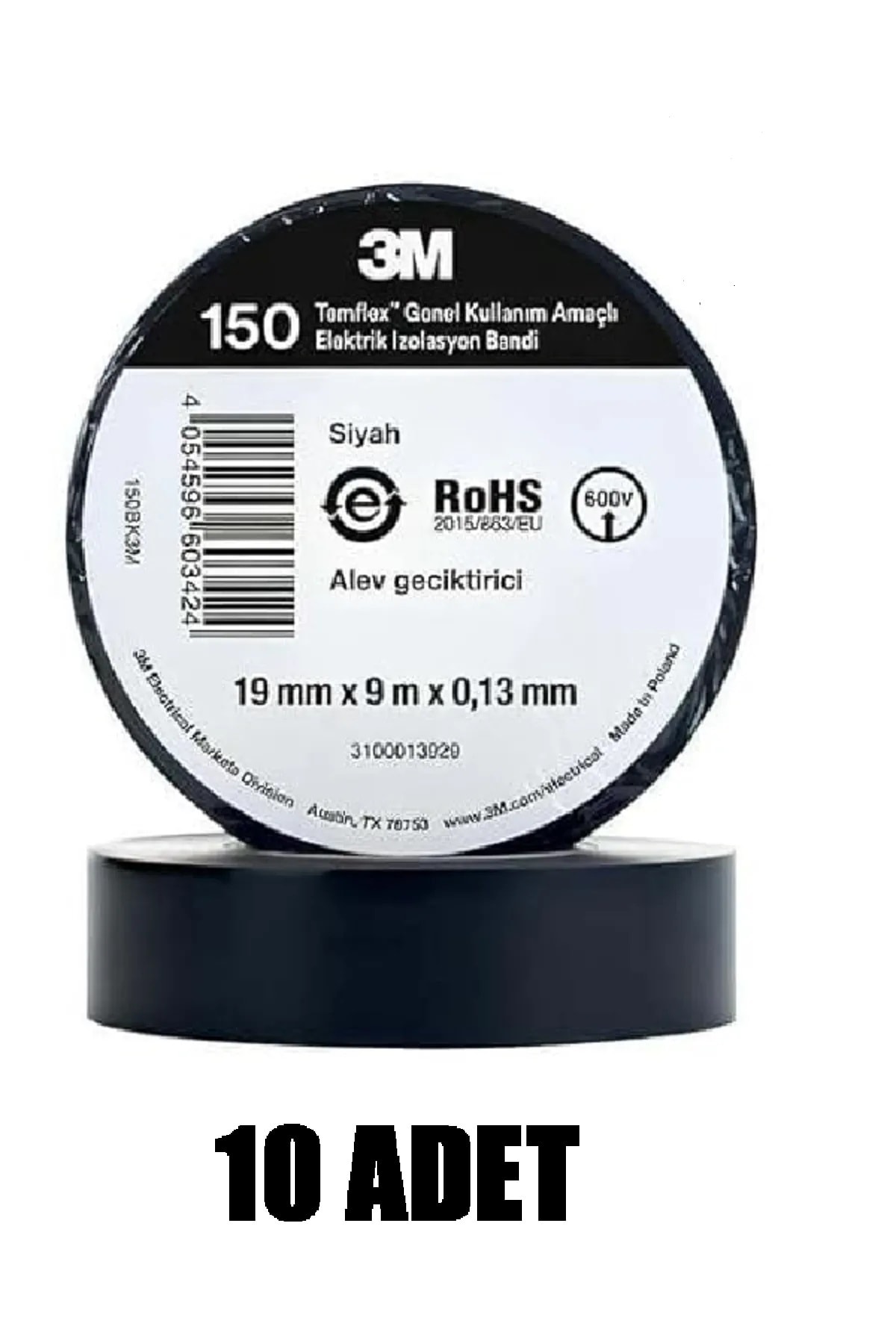 İzolebant  Temflex1300 19mm x 0,13mm x 9m 10 Adet 150BK