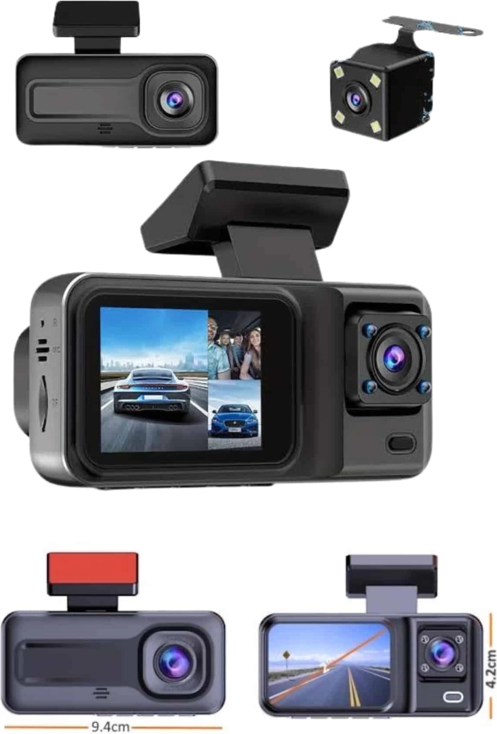 Dvr Araç Içi Kamera Ön ve Iç Kamera 2 Inç Ekranlı Çift Kamera