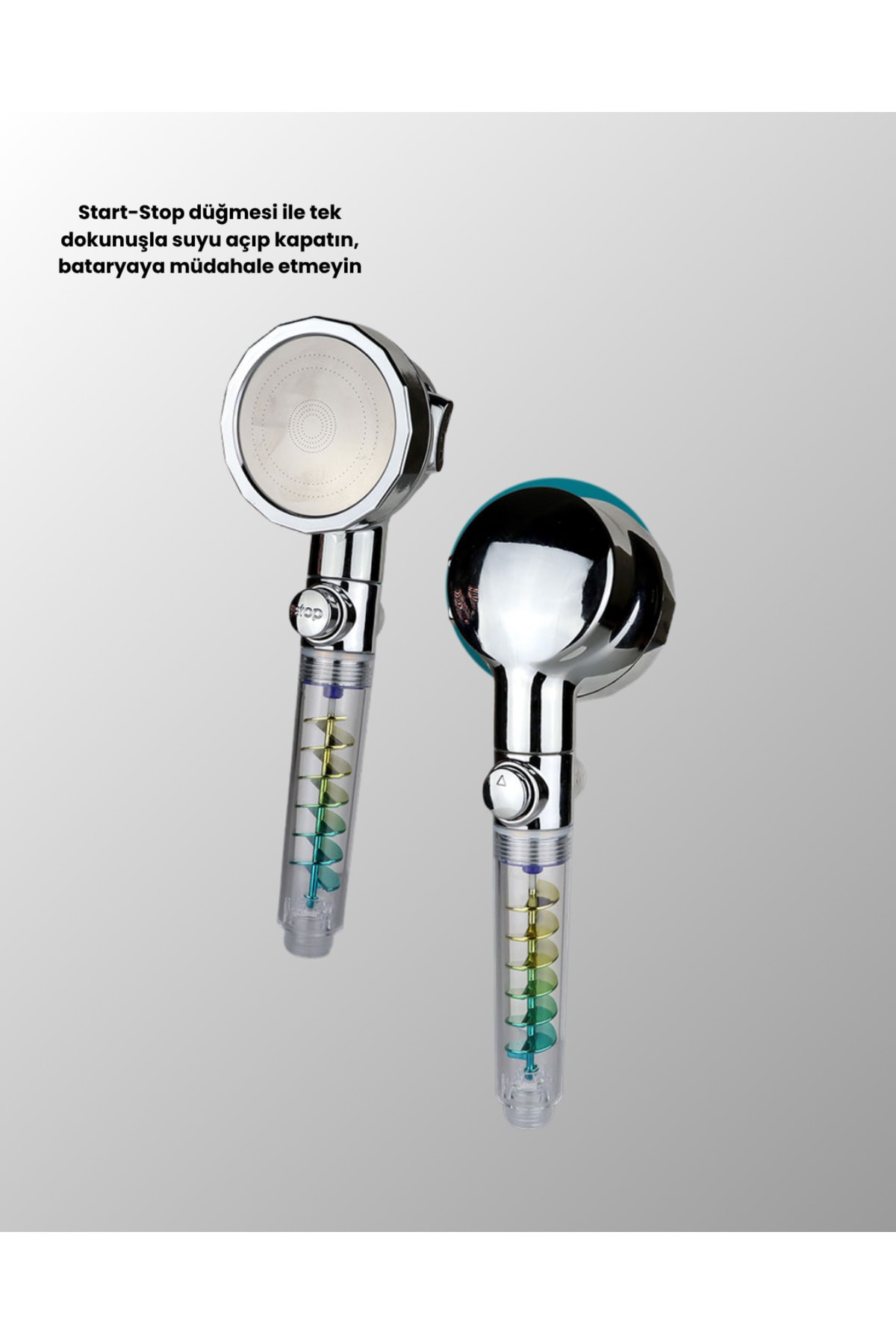 Rahatlatıcı Yağmur Etkili El Duşu – Döner Pervaneli, Dayanıklı ve Şık Tasarım