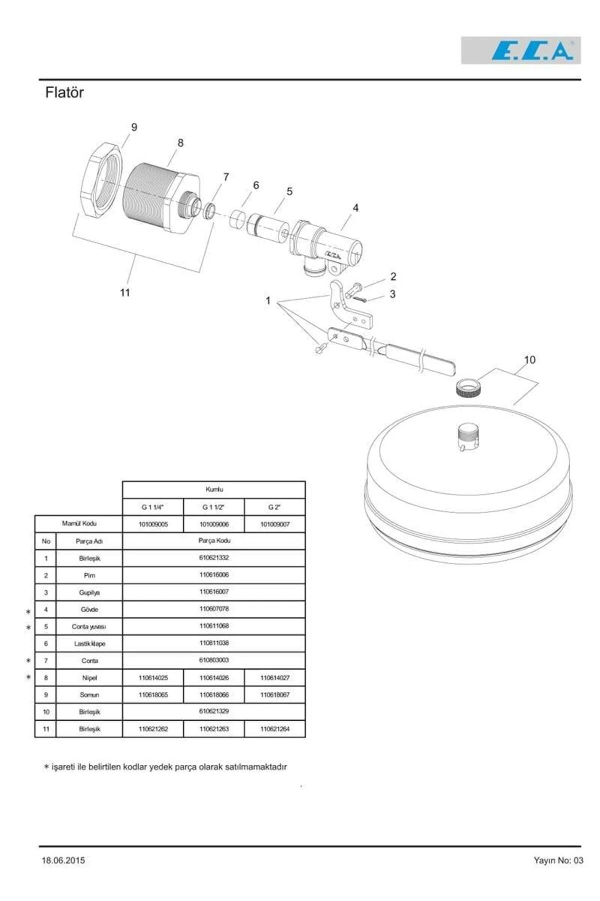 1-1/2'' Depo Şamandirasi Flatör 101009006