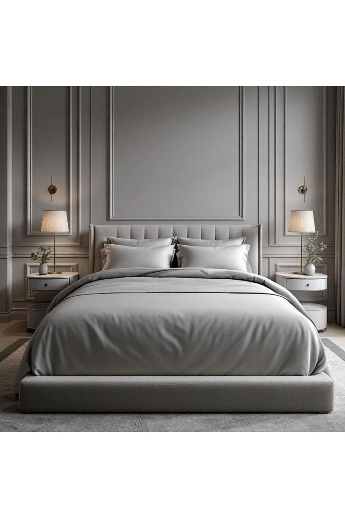 Soho 200 TC Pamuk Perkal King Size Nevresim Seti Gri