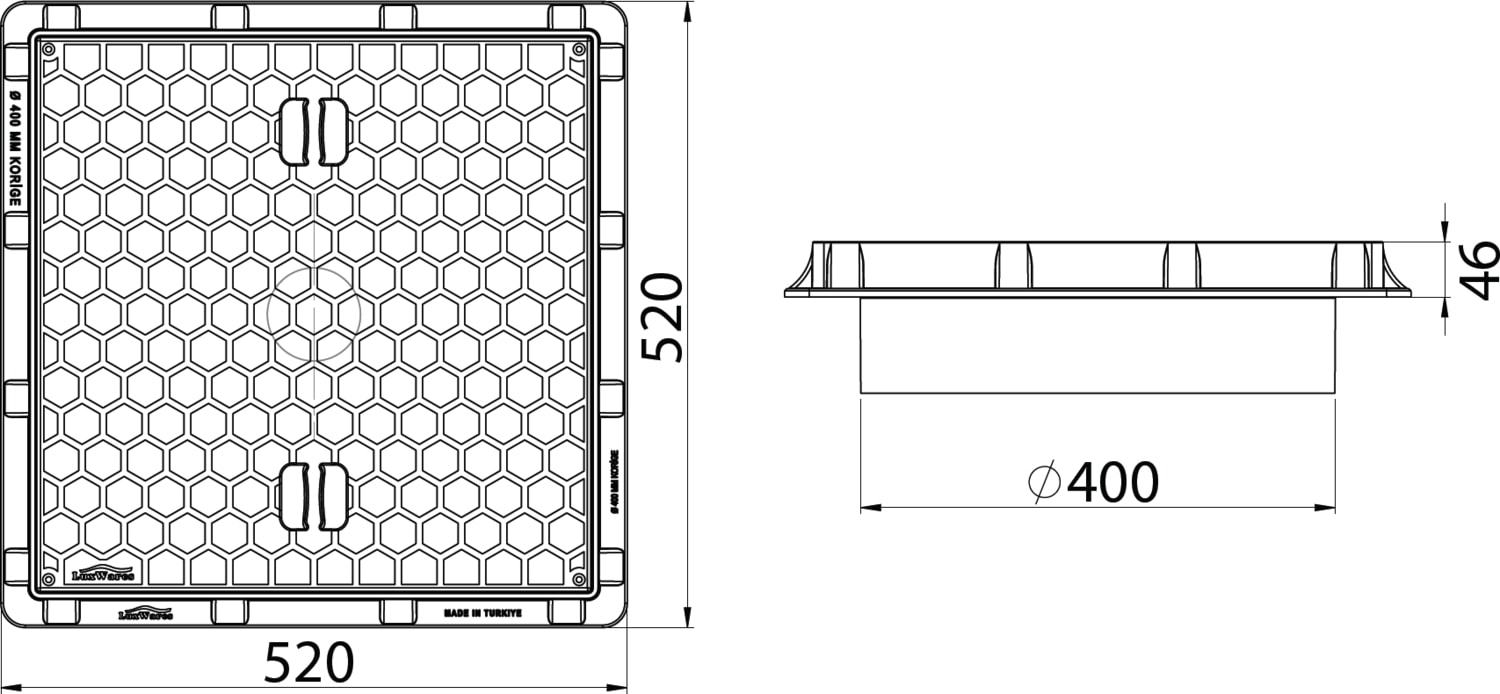 OZKUVVET 400 mm Koruge Boru Uyumlu Çerçeve + Düz Kapak