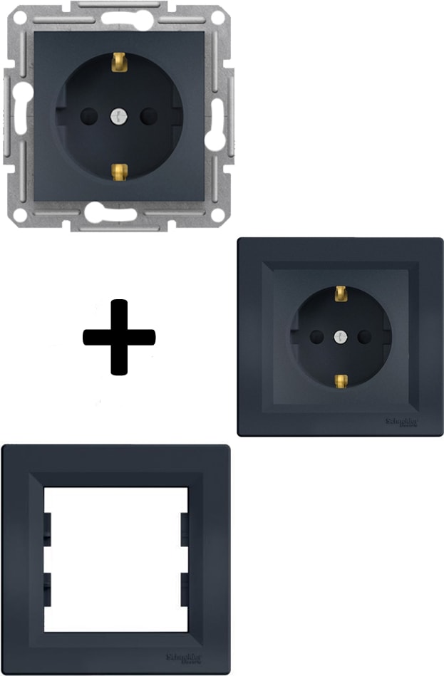 Schneider Asfora Plus Antrasit Topraklı Priz Çocuk Korumalı Çerçeveli - EPH2900271