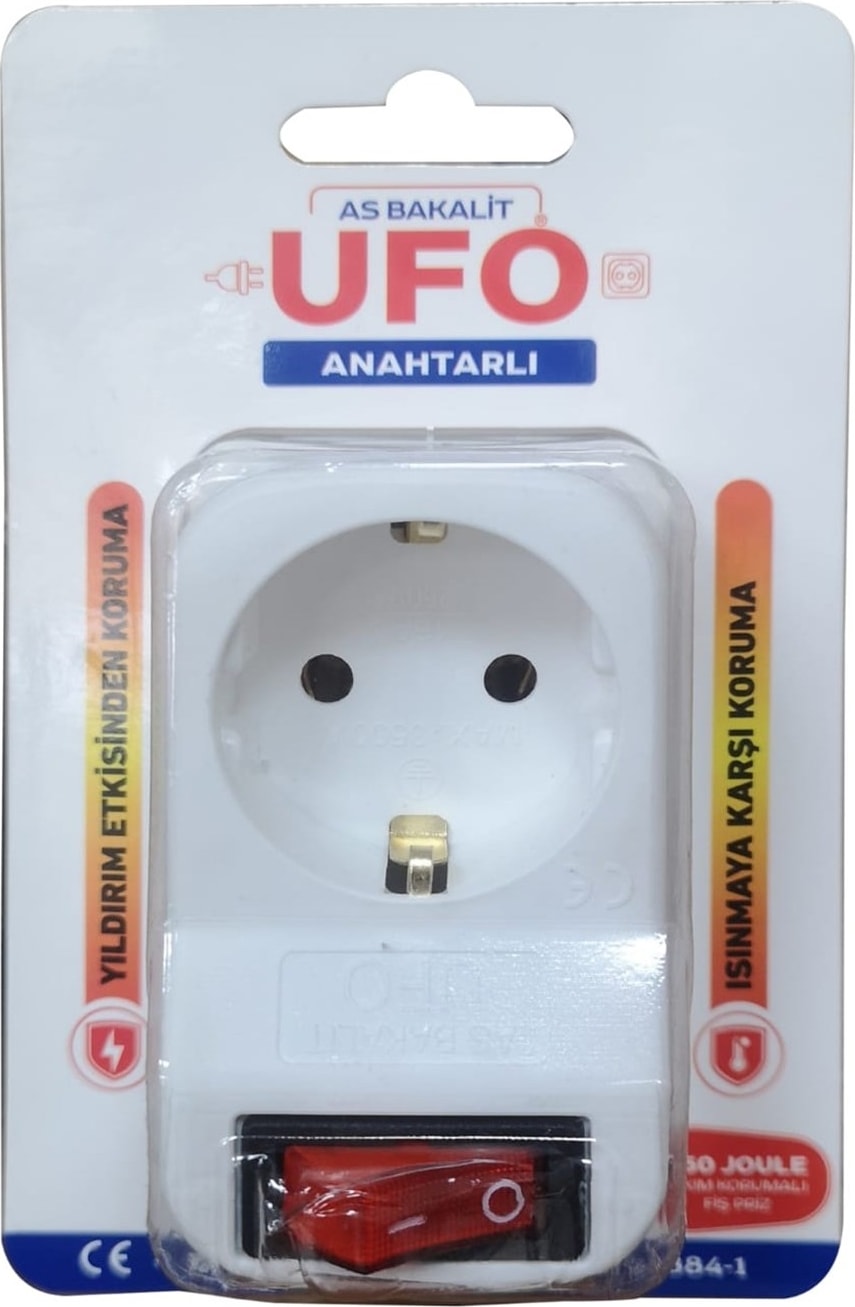 Ufo Anahtarlı Tekli Akım Korumalı Fişli Priz Beyaz 323028