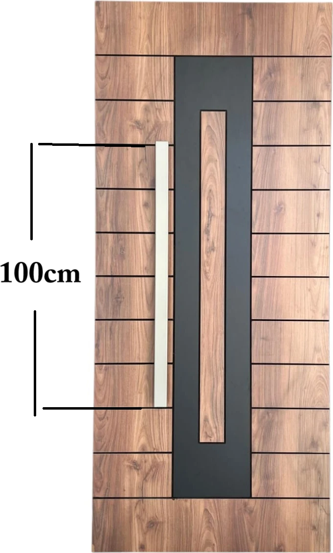 Çelik Kapı Çekme Kolu Tutma Kolu Dikdörtgen Model Renk Saten (Gümüş Gri) 100CM