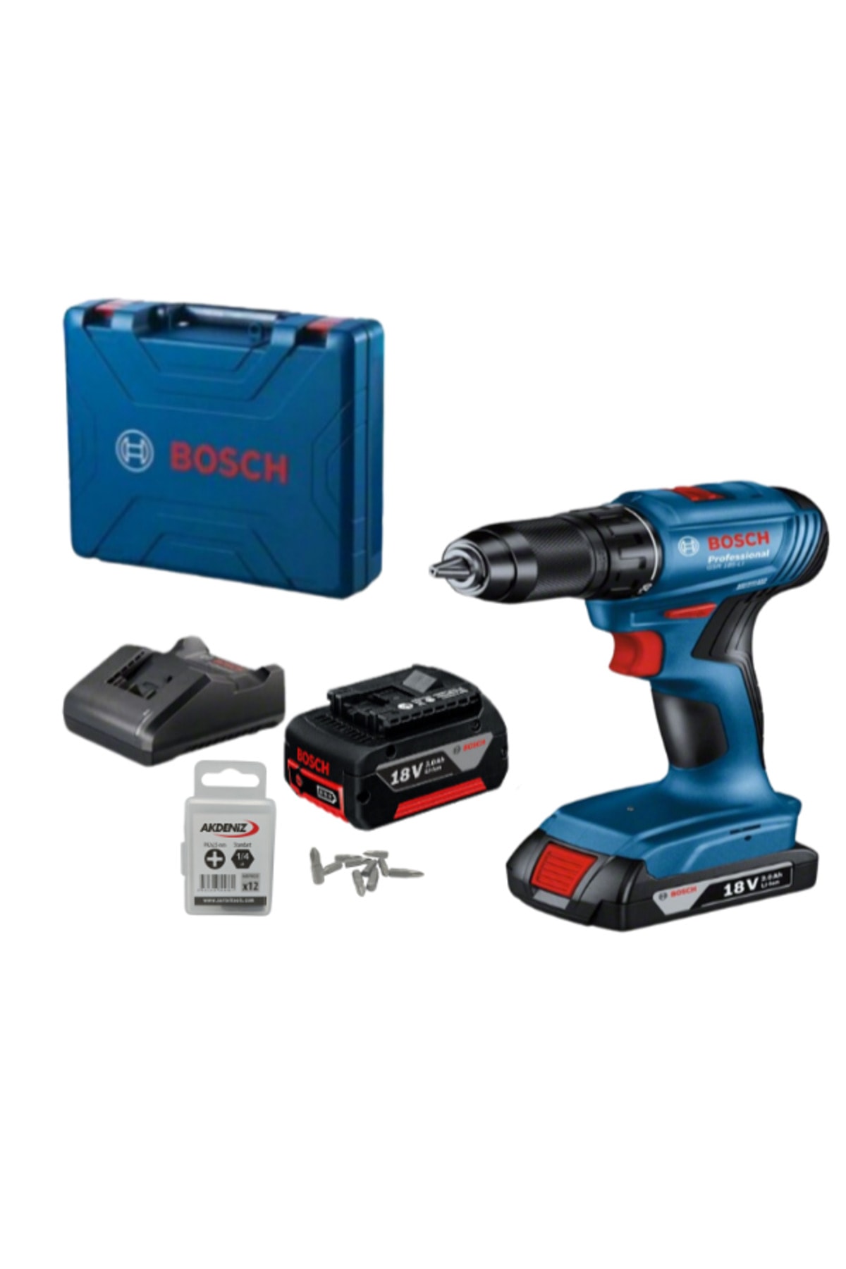 BOSCH Professional GSR 185-Li 2.0 Ah + 3.0 Ah Çift Akülü Vidalama Makinesi Ve Ph2/25 Bits Uç