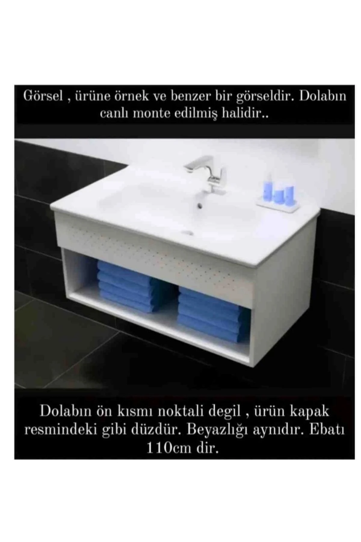 D-light 110cm Otel Unit Banyo Lavabo Dolabı - Mat Beyaz Dolap (Lavabo Dahildir)