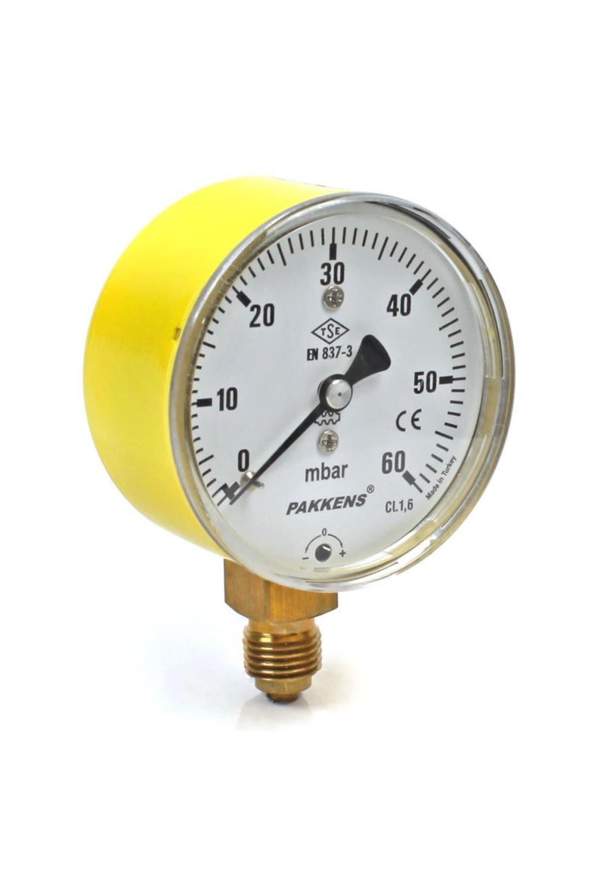 0-60 mBar 63 mm Alttan Bağlantılı Kapsül Diyaframlı Doğalgaz Manometresi CL1,6 G 1/4 inch