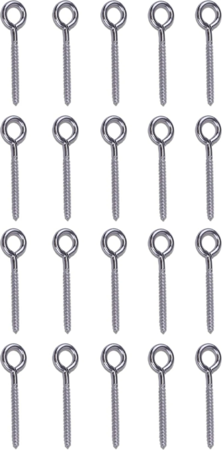 20 Paket Paslanmaz Çelik Göz Şekli Vidalar Metal Kanca Ahşap Terminal Halkası Kuşgözü Kanca Kendinden Vurarak Vidalar M6 (Yurt Dışından)