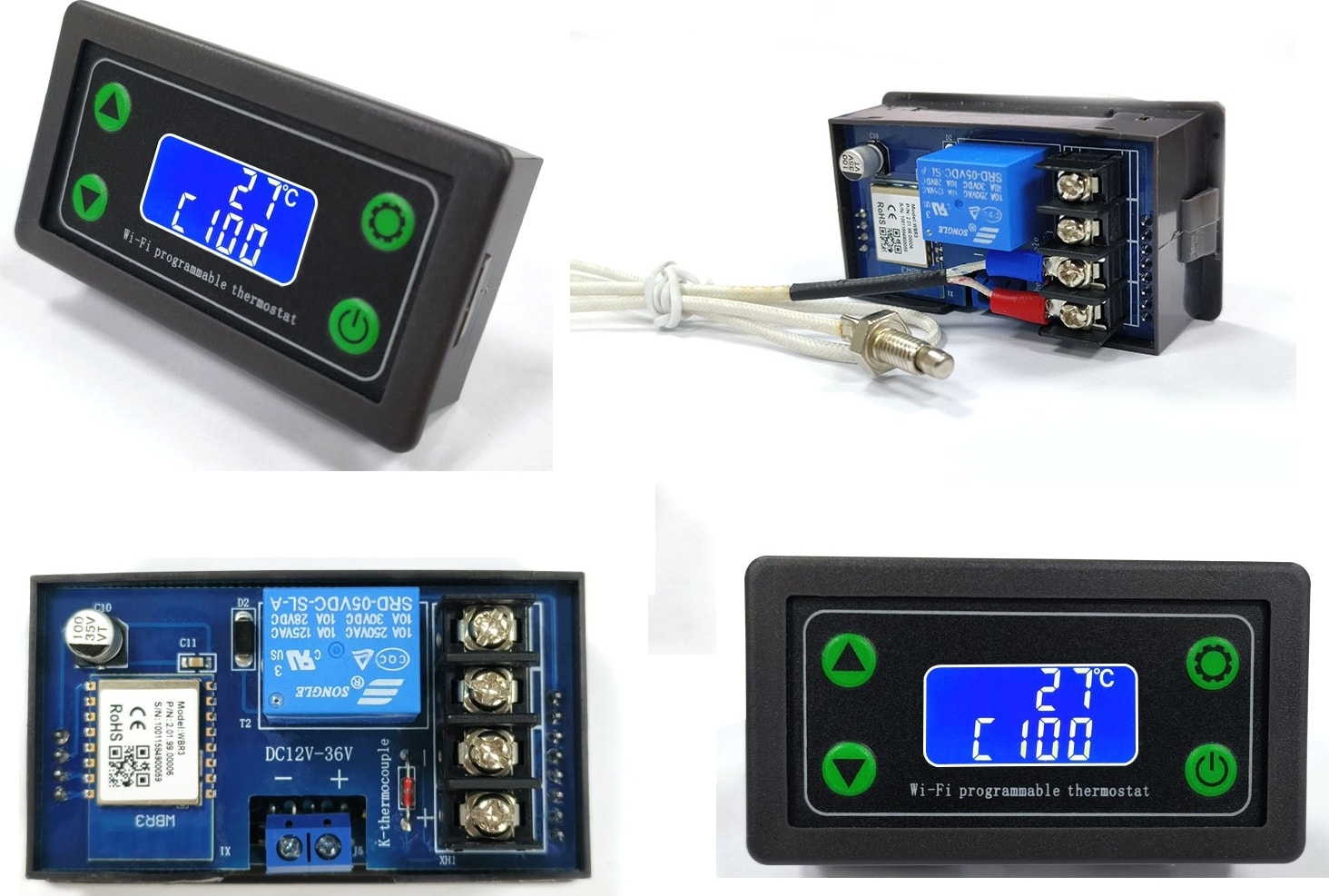 Smart Wifi 12-24V 1000C 10A Termostat