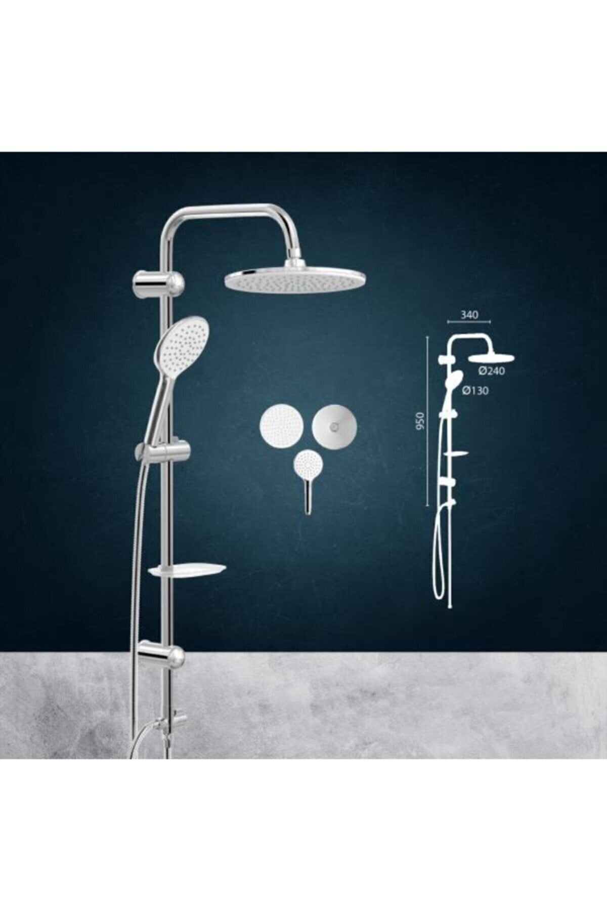 Duscheline Dushlux Siyah - Dm-3218 Tepe Duş Seti