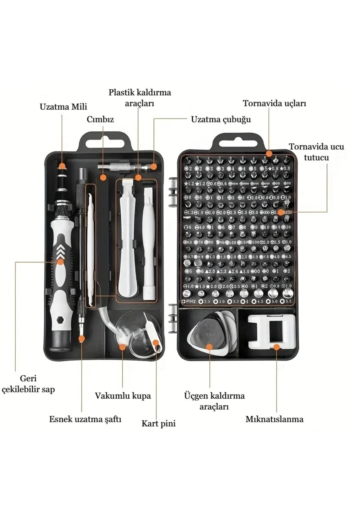 115 in 1 Hassas Tornavida Seti Çok Fonksiyonlu Manyetik Telefon Bilgisayar Onarım Tamir Seti