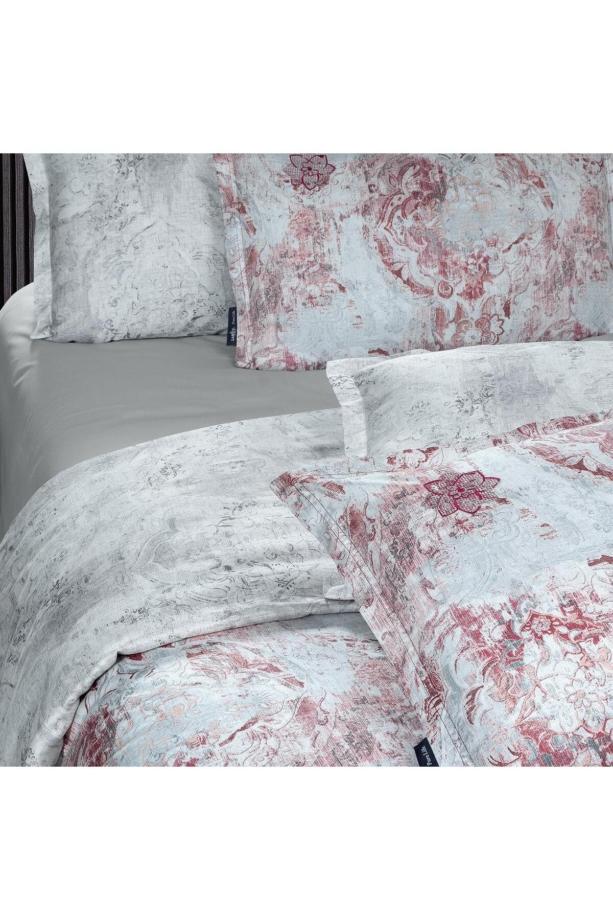 Rostov King Size %100 Pamuk Saten "300 TC" Nevresim Takımı Gri