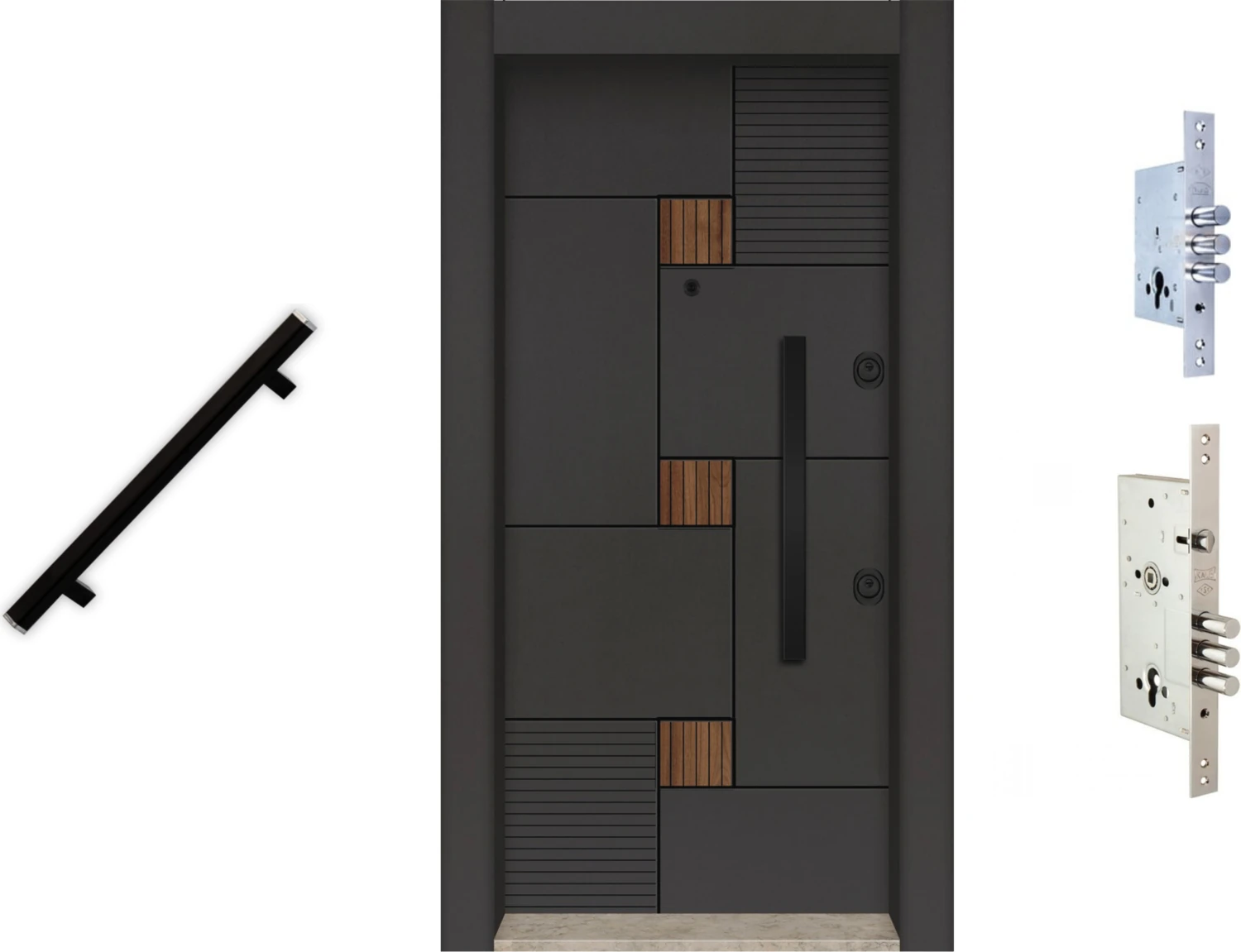 Laminoks Seri Çift Renk Çelik Kapı BY-1612 Sol Açılım