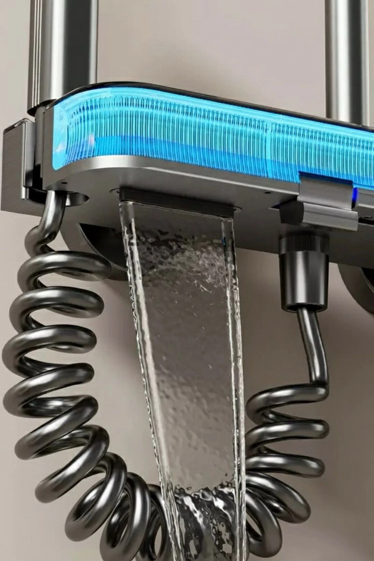 Aura-Dijital Led Göstergeli Piyano Tuşlu Termostatik Banyo Batarya Duş Sistemi Tepe Duş Seti