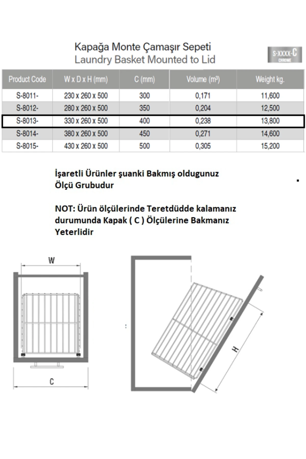 Çamaşır Sepeti Kapağa Monte S-8013
