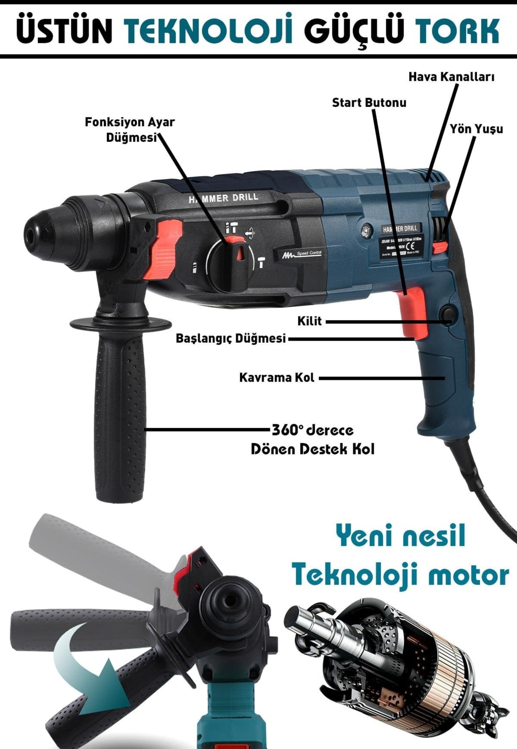 Profesyonel Metal Şanzıman Kırıcı Delici Hilti Darbeli Matkap 2-28mm