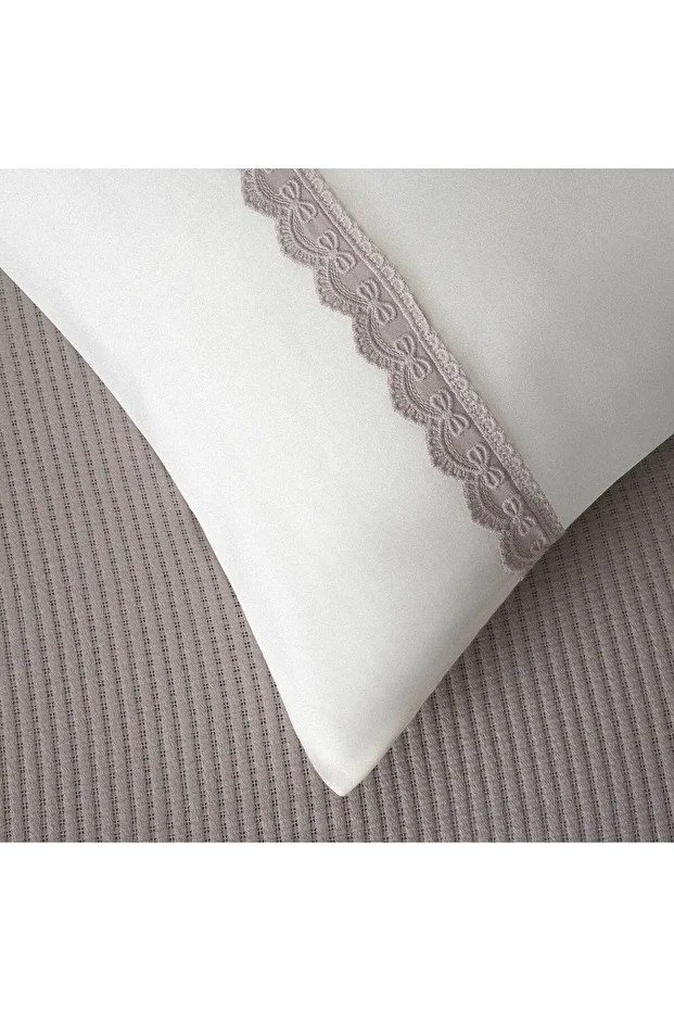 Alessa Çift Kişilik Pike Takımı %100 Organik Pamuk Jakarlı Gri 220x240 Cm