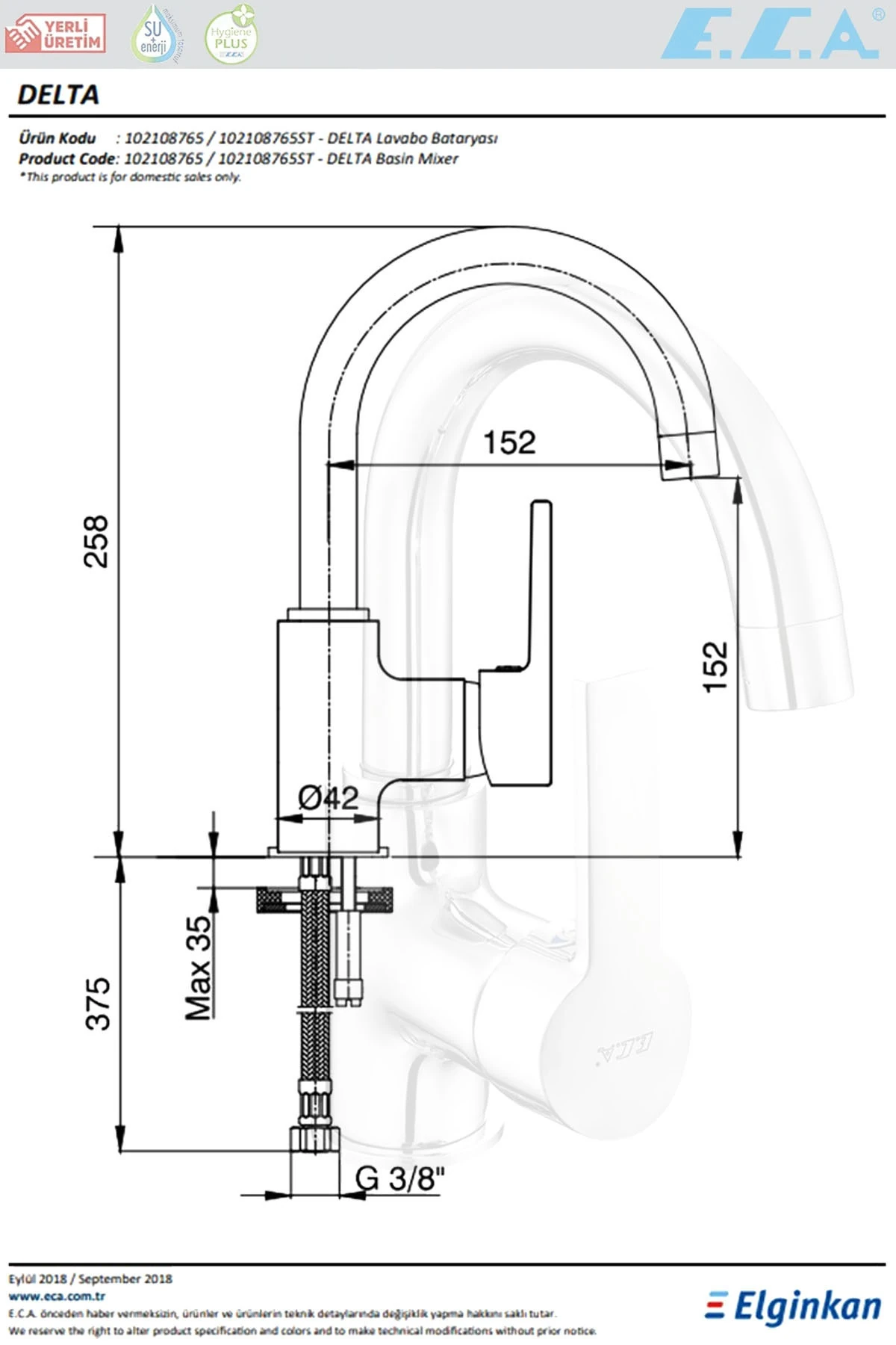 E.c.a Delta Lavabo Bataryası Banyo Lavabo Bataryası Lavabo Bataryası 102108765