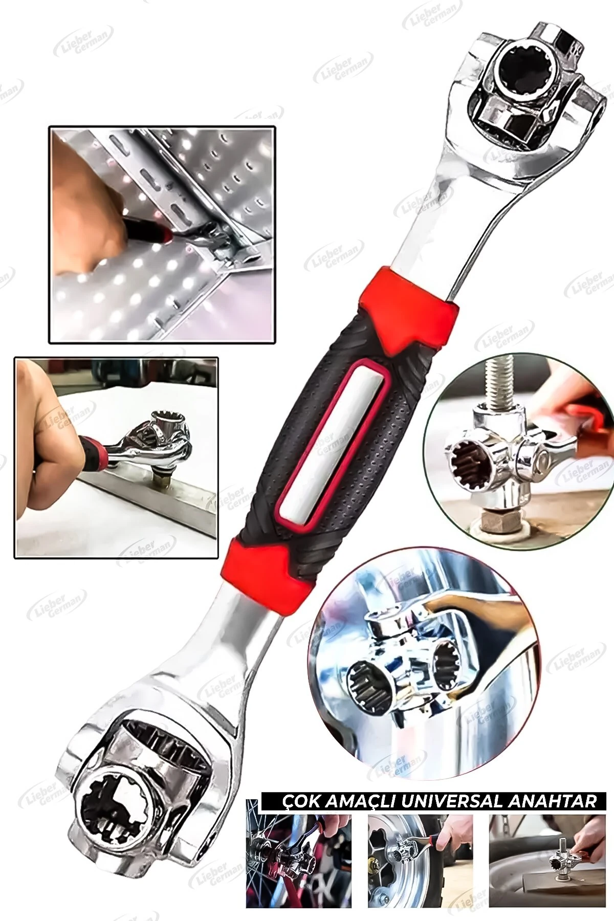 Alman 8 Uçlu 360° Döner Başlık Çok Fonksiyonlu Akıllı Lokma Üniversal Anahtar