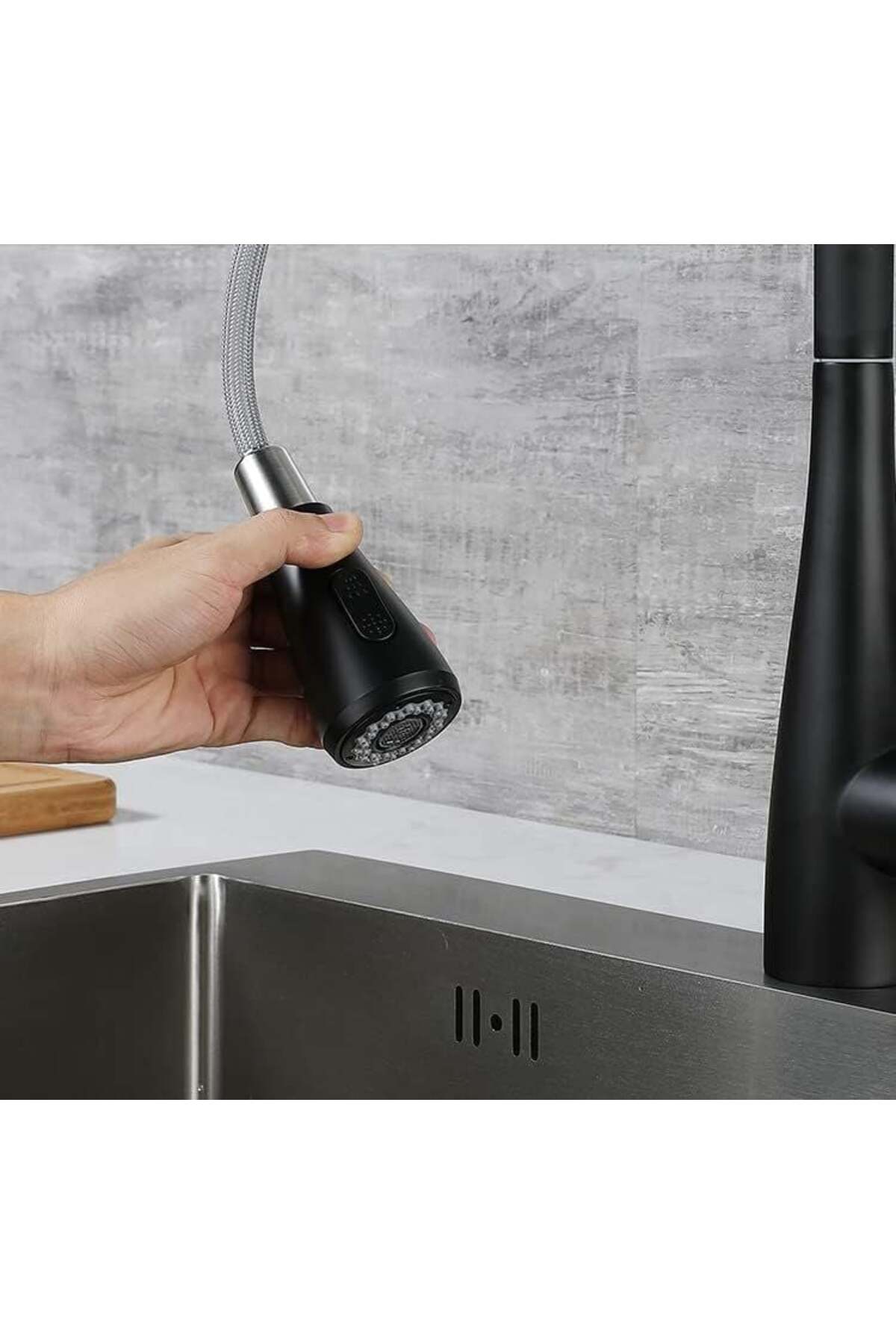Spiralli Eviye Bataryası Pull Down 3 Fonksiyonlu Siyah KTE125-B