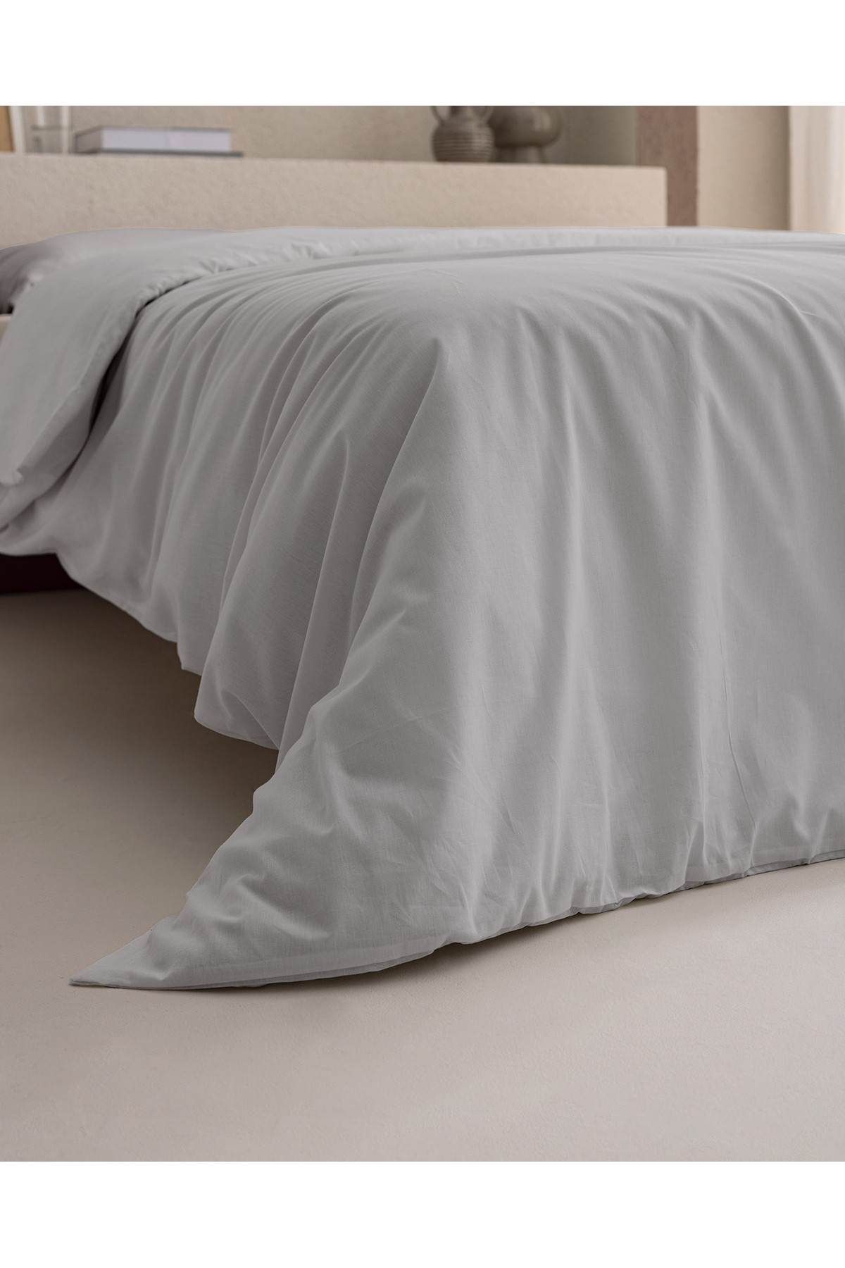 Manon King Size %100 Pamuk Ranforce Düz Nevresim - Gri