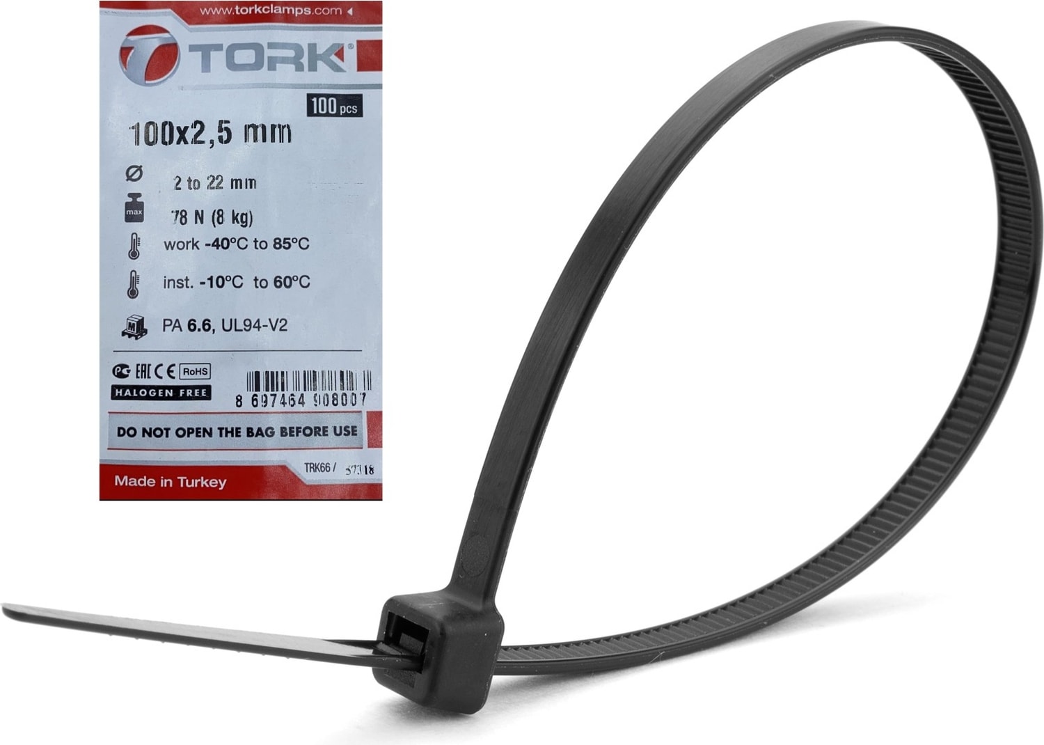 Plastik Kelepçe Kablo Bağı 100'Lü 100x2.5mm Siyah