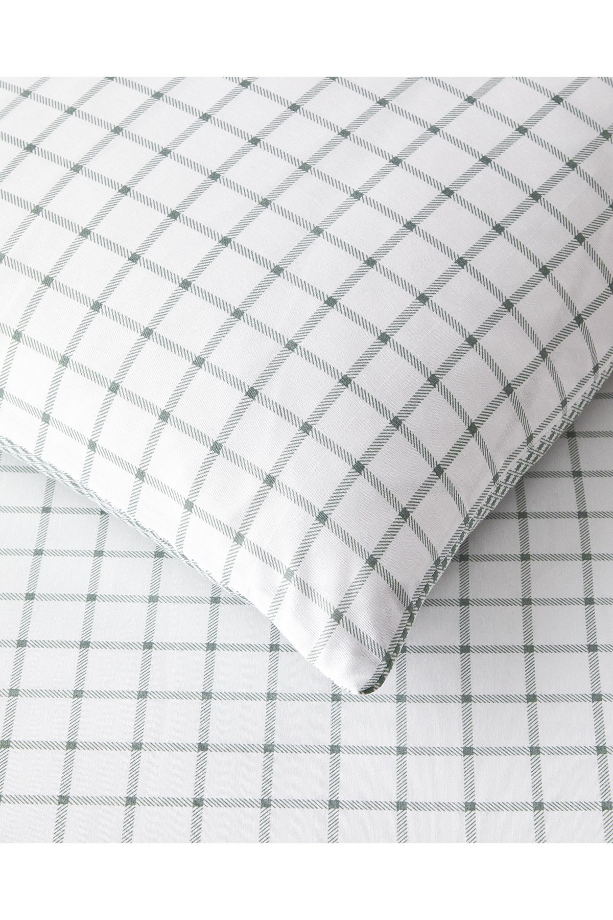 Simple Checks Kolay Ütülenir Çift Kişilik Nevresim Takımı 200x220 cm Seledon
