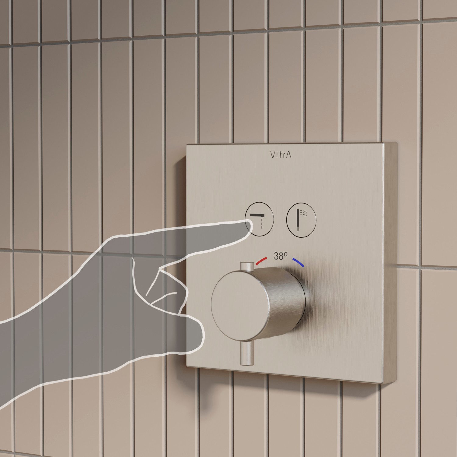 AquaHeat A4274634 Square Ankastre Termostatik Banyo Bataryası, Fırçalı Nikel
