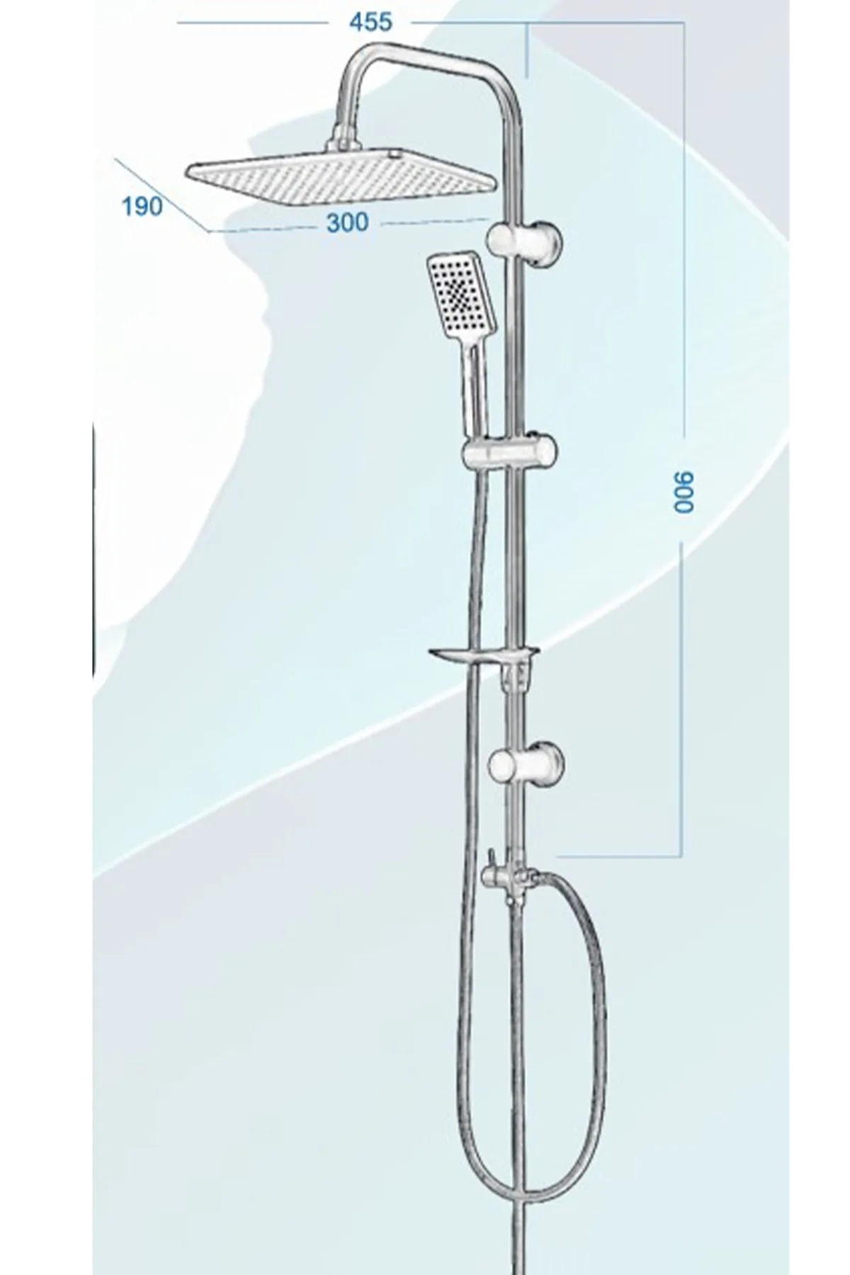 Tepe Yağmurlama Kirec Kırıcılı Siyah Çibaba Duş Seti Pirinç Yönlendirici Siyah