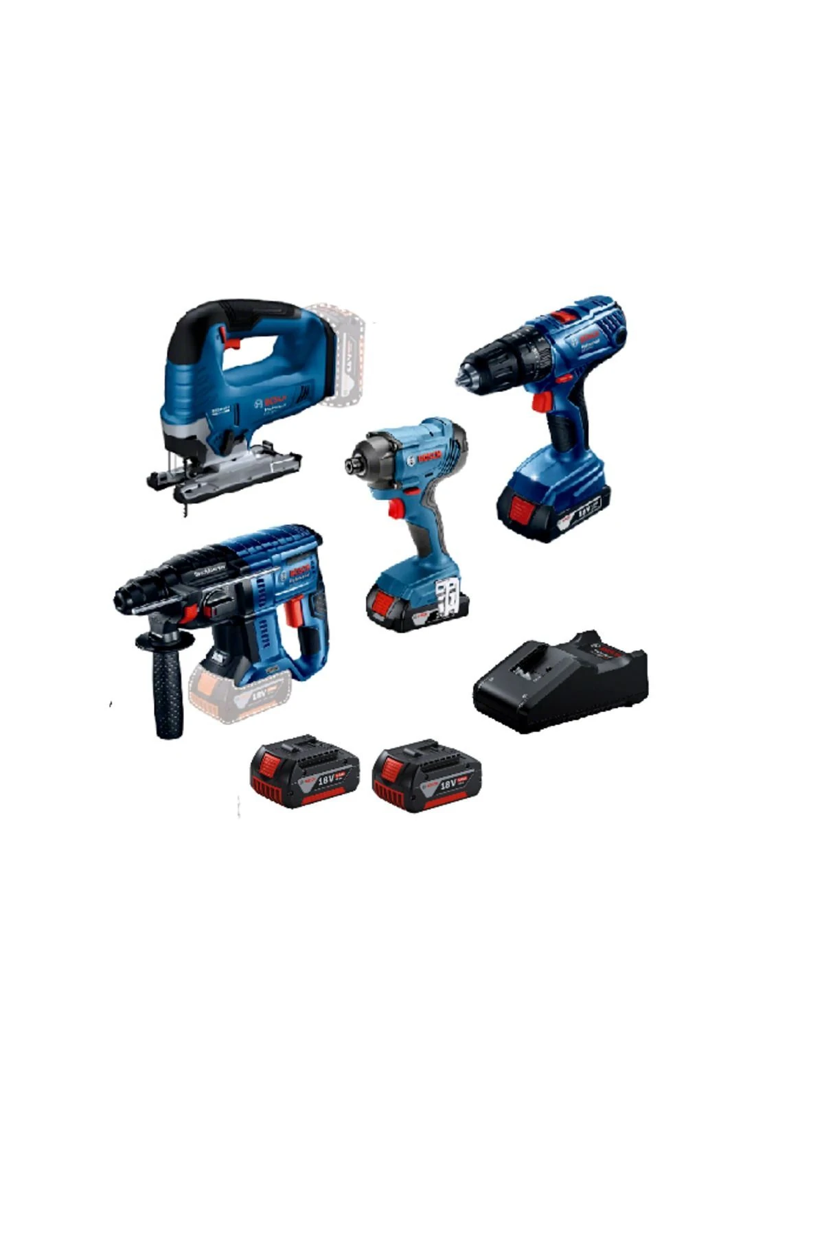 dörtlü montaj seti - 4 4x5,0Ah ( GST 185-LI ,   GBH 180-Li, GSR 180 Li , GDR 18v-160 )