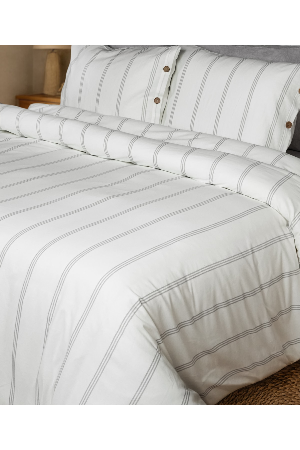 Cotton Collection Tek Kişilik Çizgili Nevresim Seti Seroya
