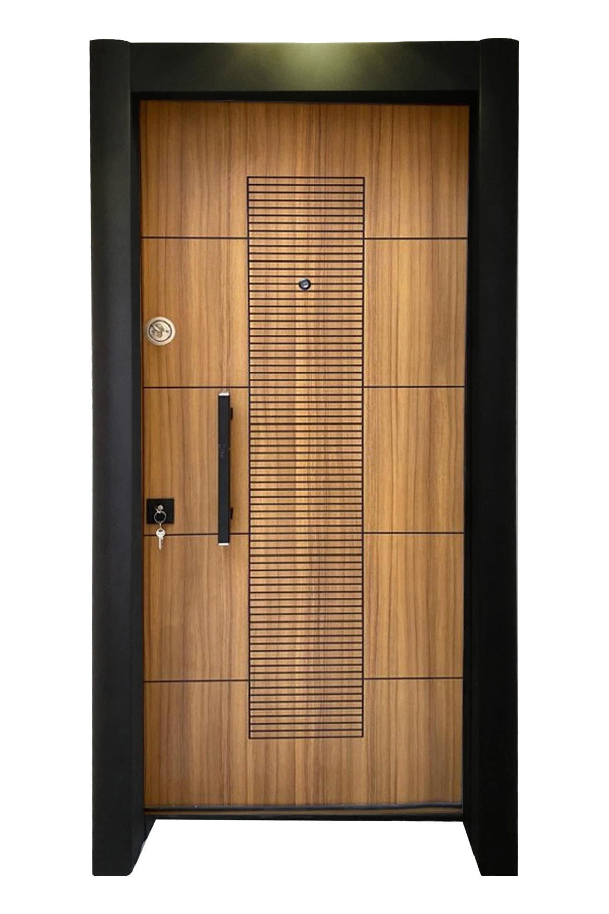 Ahşap Desenli Çelik Kapı, Tırnaklı Çelik Kapı, Çelik Kapı, Düz Model Çelik Kapı Sağ Açılım