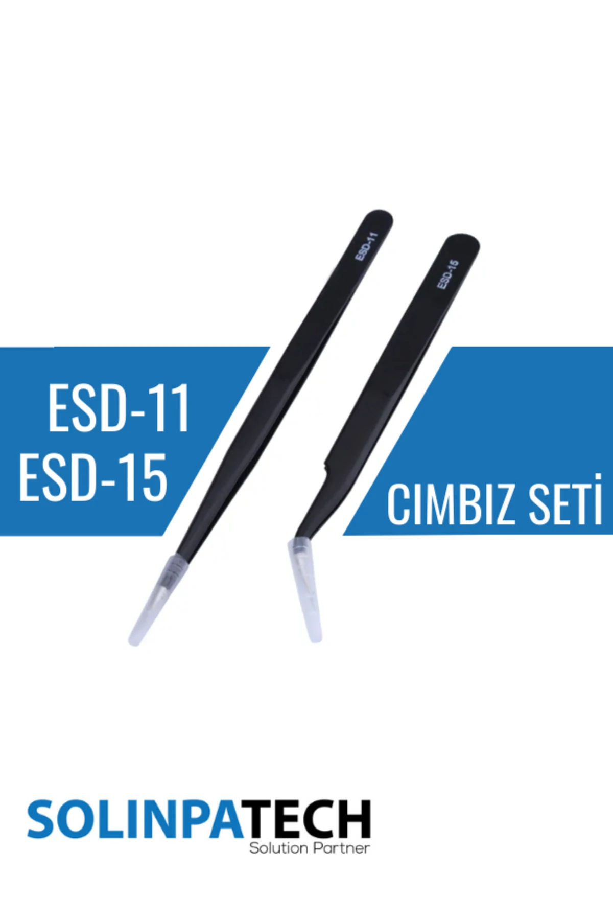 2'li Hassas Antistatik Cımbız Seti – Karbon Fiber Uçlu Esd-11 & Esd-15
