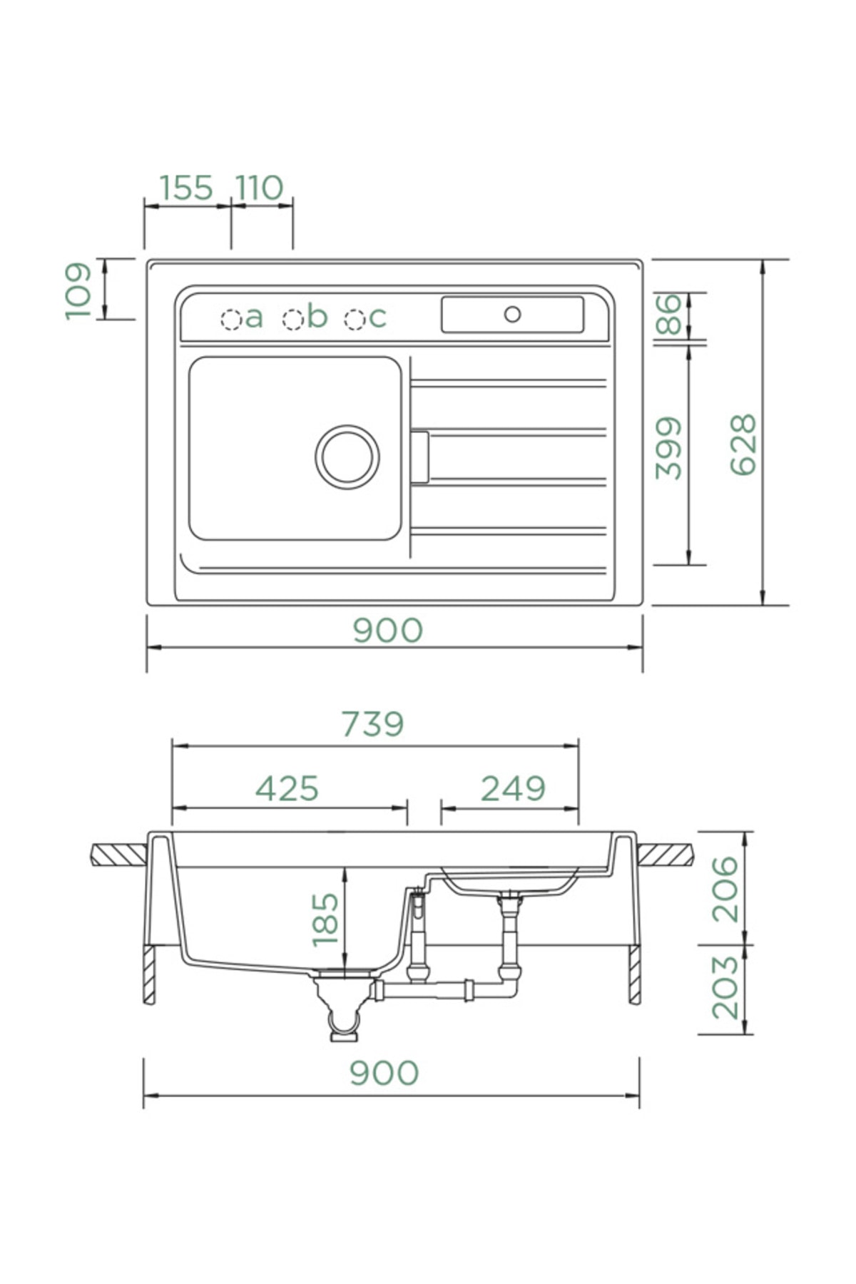 GRANDO M-100 Tezgah Üstü Granit Mutfak Evyesi Polaris / Beyaz