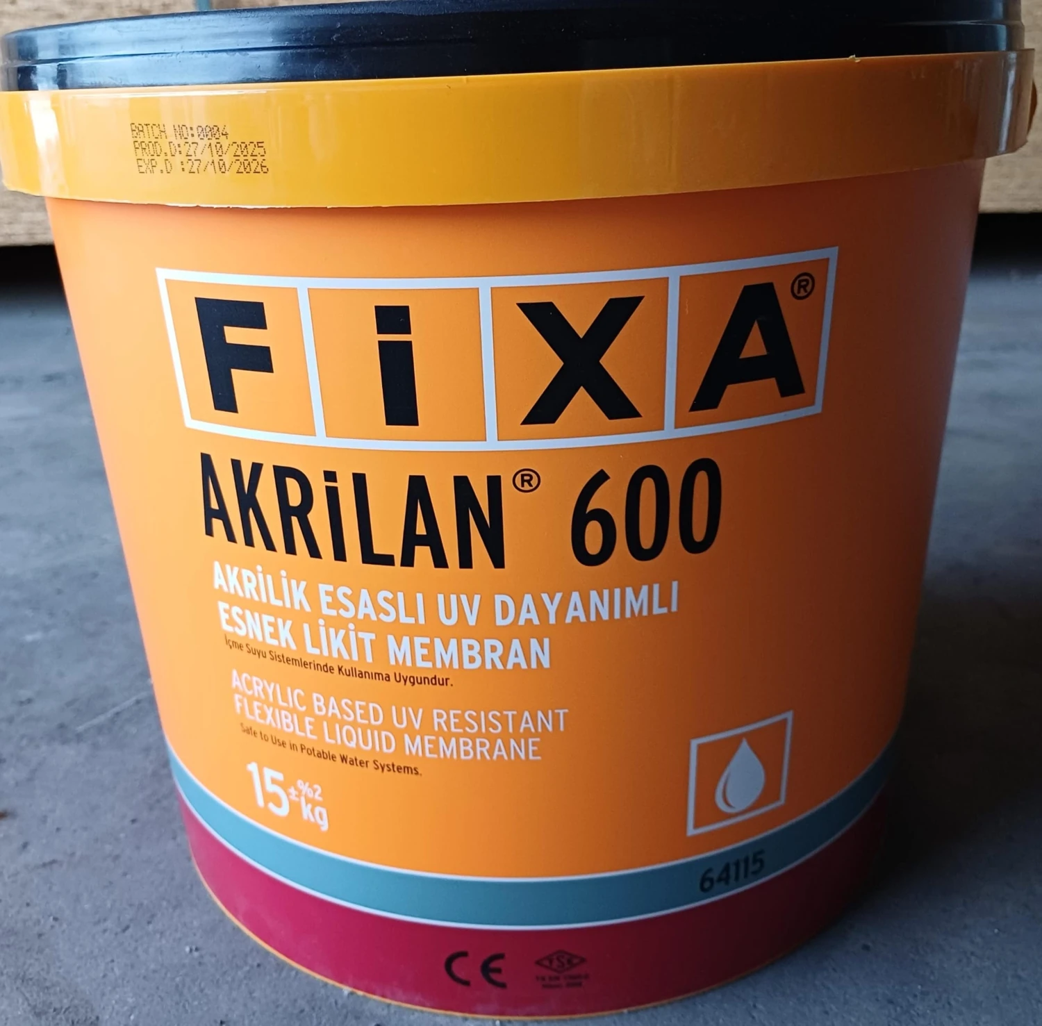 Akrilan 600 Akrilik Esaslı Uv Dayanımlı Esnek Likit Membran 15KĞ (+-2kğ)