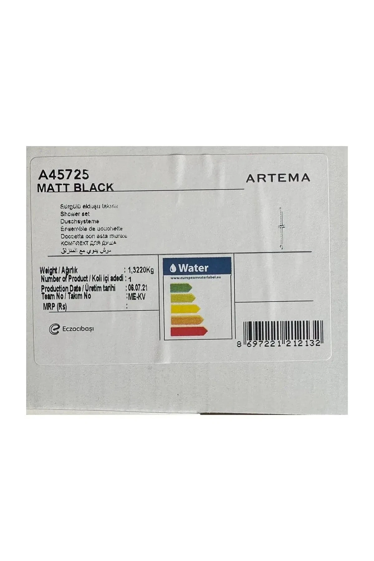 Siyah Sürgülü Duş Takımı Matt Black A45725