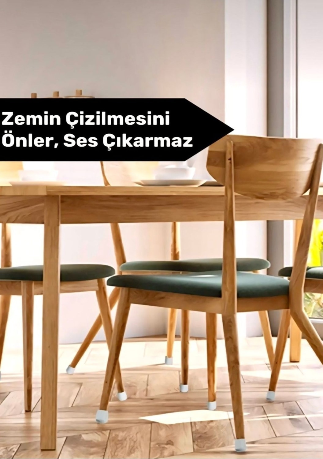 12 Adet Masa ve Sandalye Ayak Koruyucu Çizdirmez Beyaz Kaydırmaz Silikon
