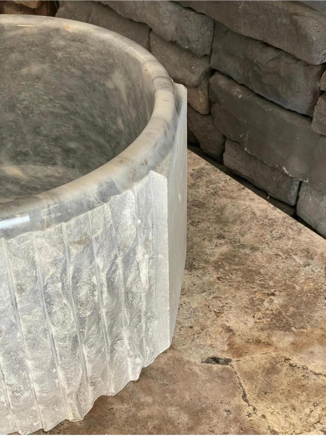 Gri Mermer Patlatma Modelli Hamam Kurnası