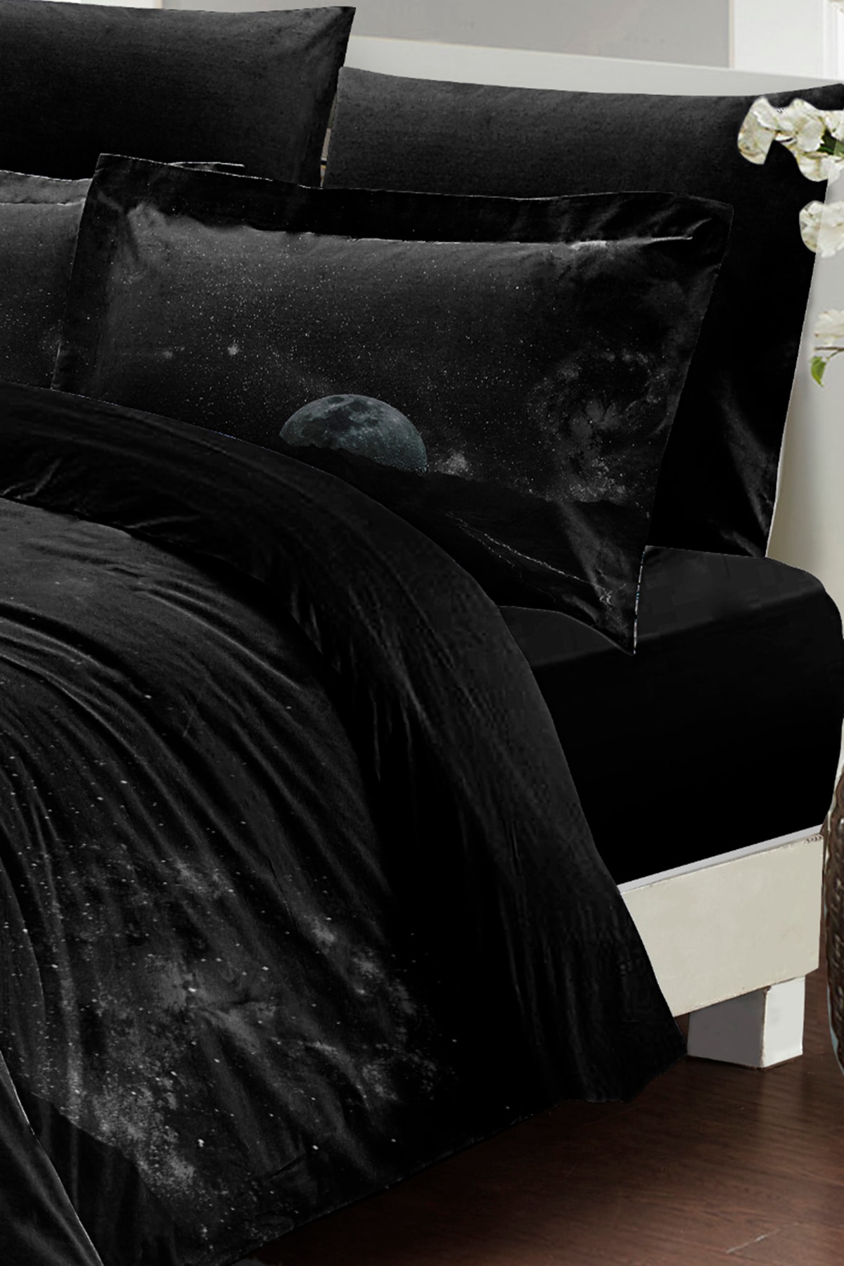Nevresim Takımı %100 Doğal Pamuk Çift Kişilik 3d Digital Dark Moon