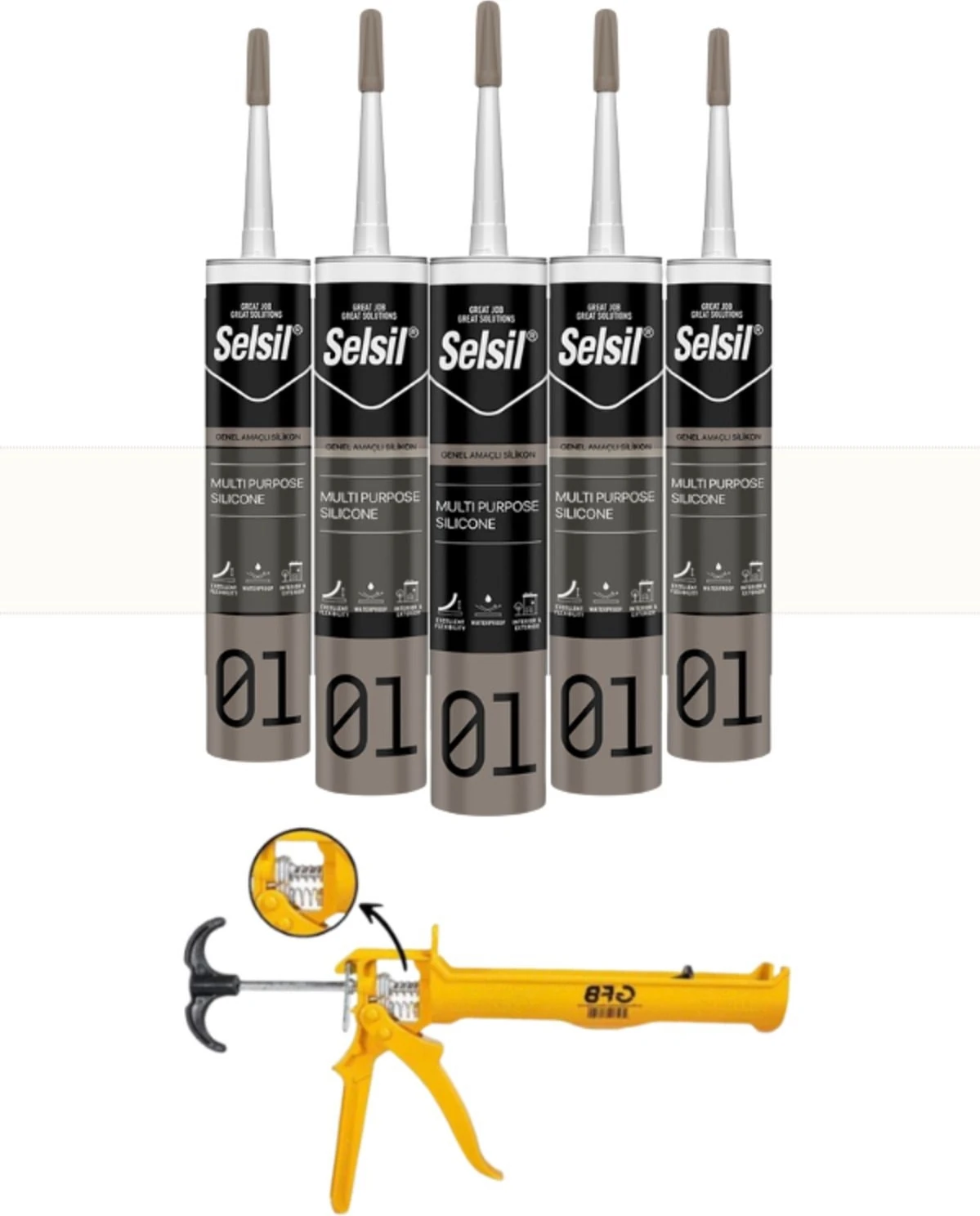 Ga Silikon 280 Gr. Şeffaf (5 Adet),alüminyum Tabanca