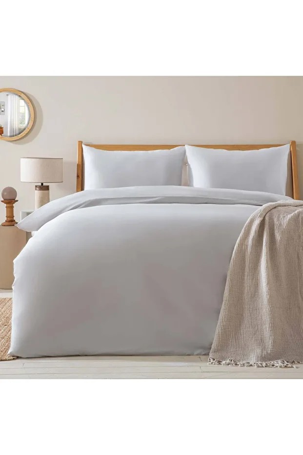 Alana Nevresim Seti King Size 230x220 Cm Soğuk Gri