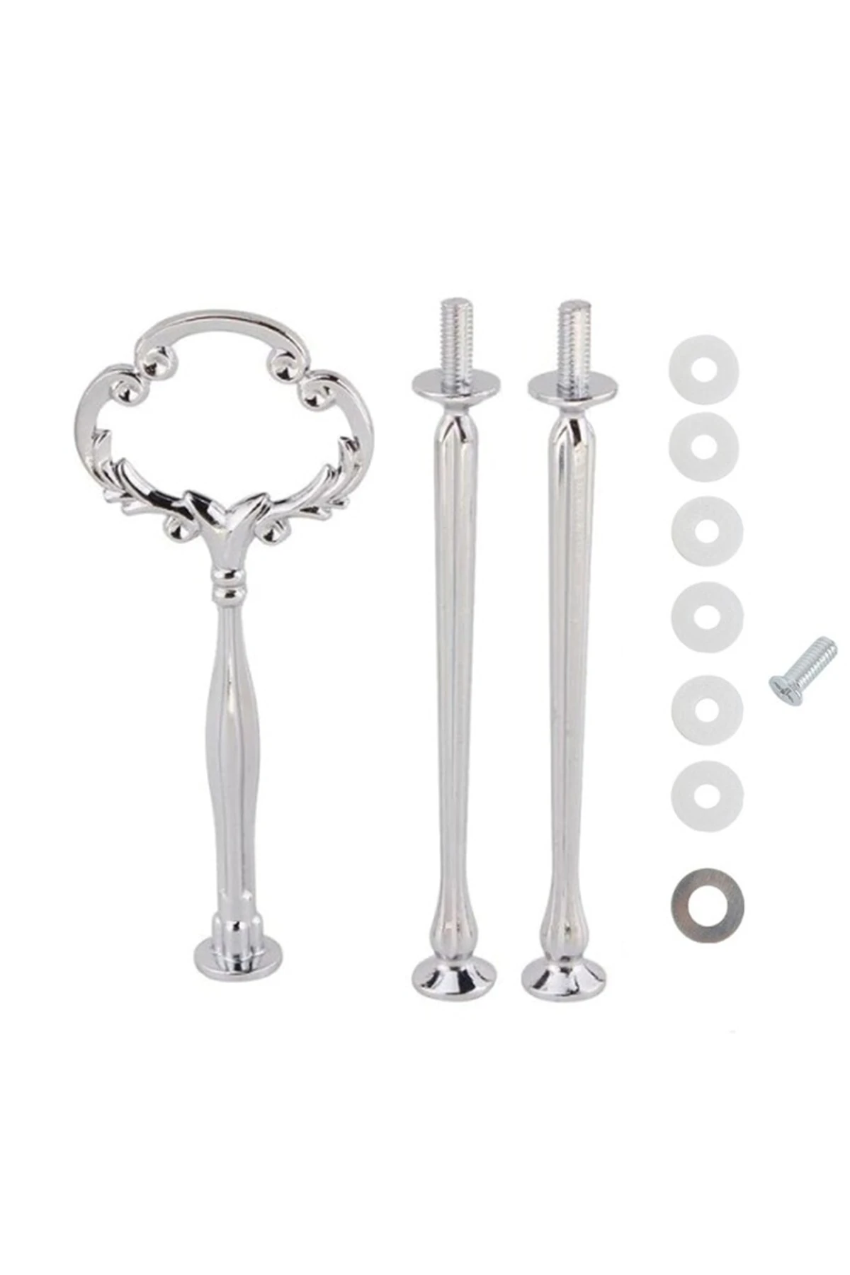 Epoksi Kek Standı Kulp Oymalı Model Gümüş Moo3