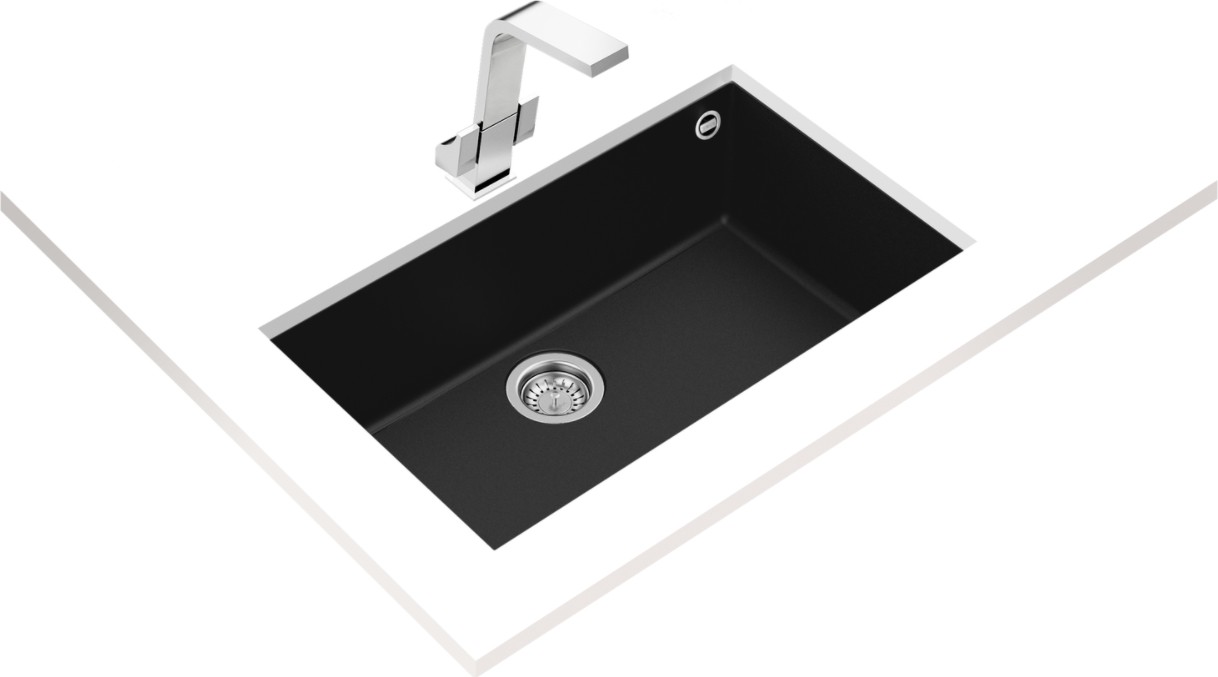 SQUARE 72.40 TG BLACK Tezgahaltı Granit Eviye Siyah 72 cm 115230015