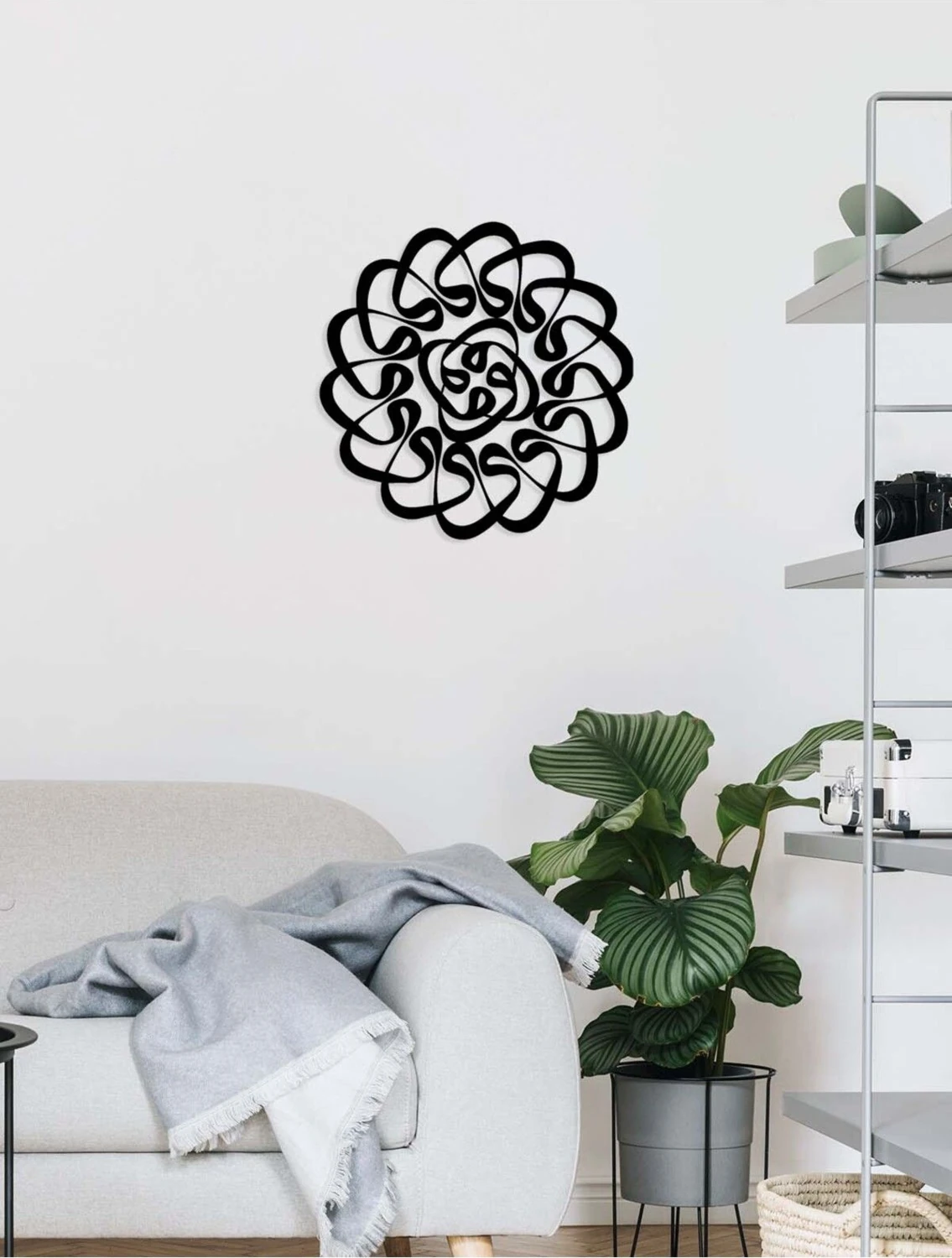 -Vav Harfi Islami Metal Tablo - Islami Ev Dekorasyonu - Dini Duvar Tabloları - 50 X 50 - Cm - Sıyah-Islm-123