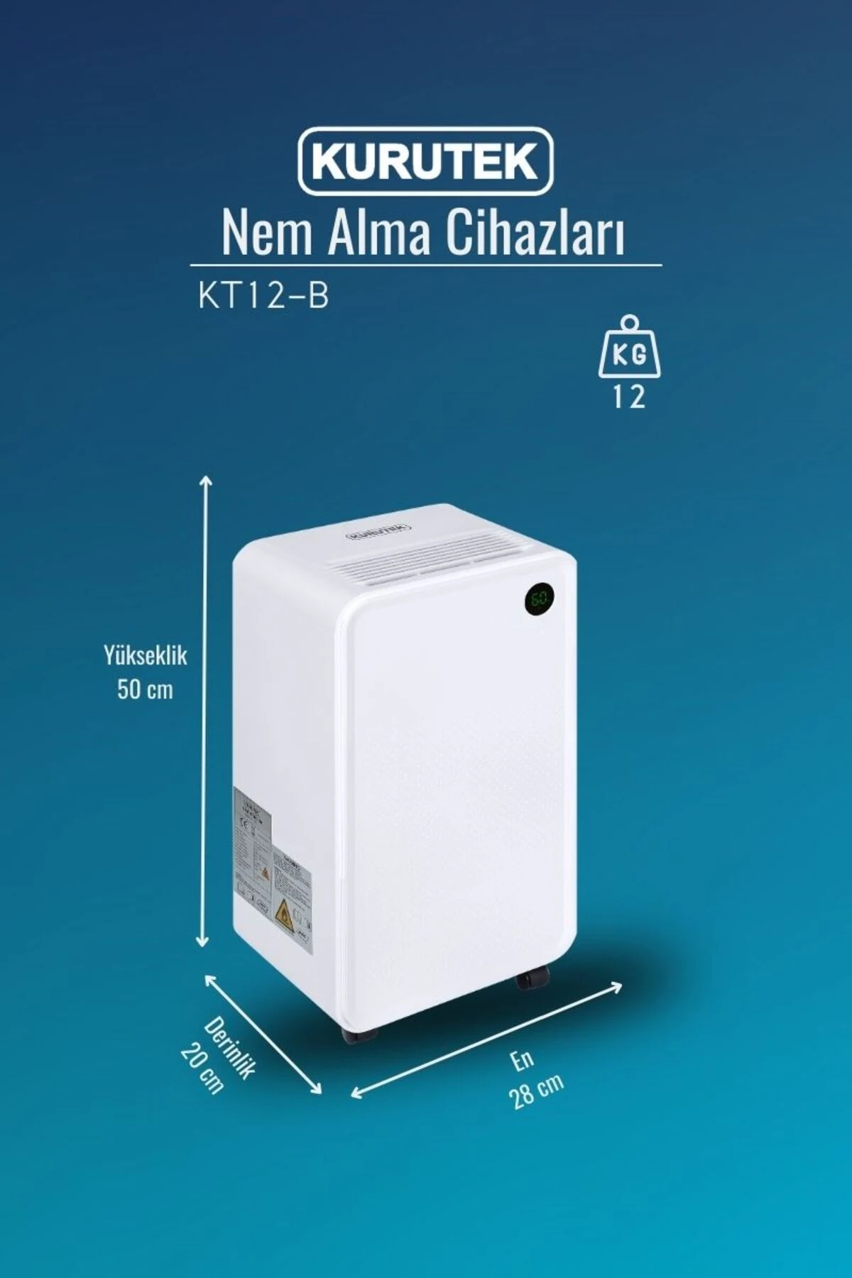 KT12B Ev Tipi Nem Alma ve Hava Temizleme Cihazı