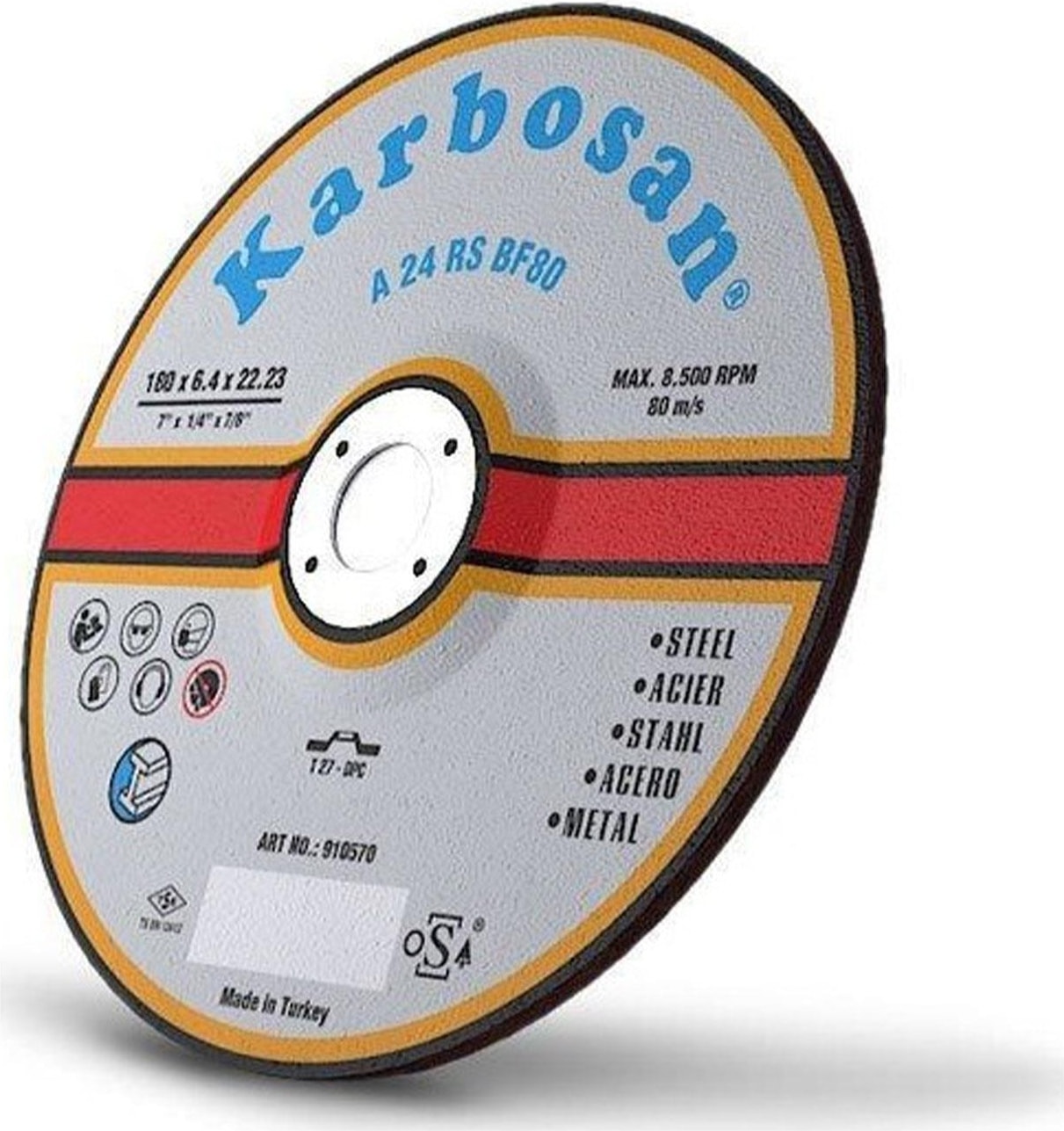 KARBOSAN Metal Kesici Taş Disk Taşlama Spiral Demir Kesme Diski 180X3.0X22.23 mm