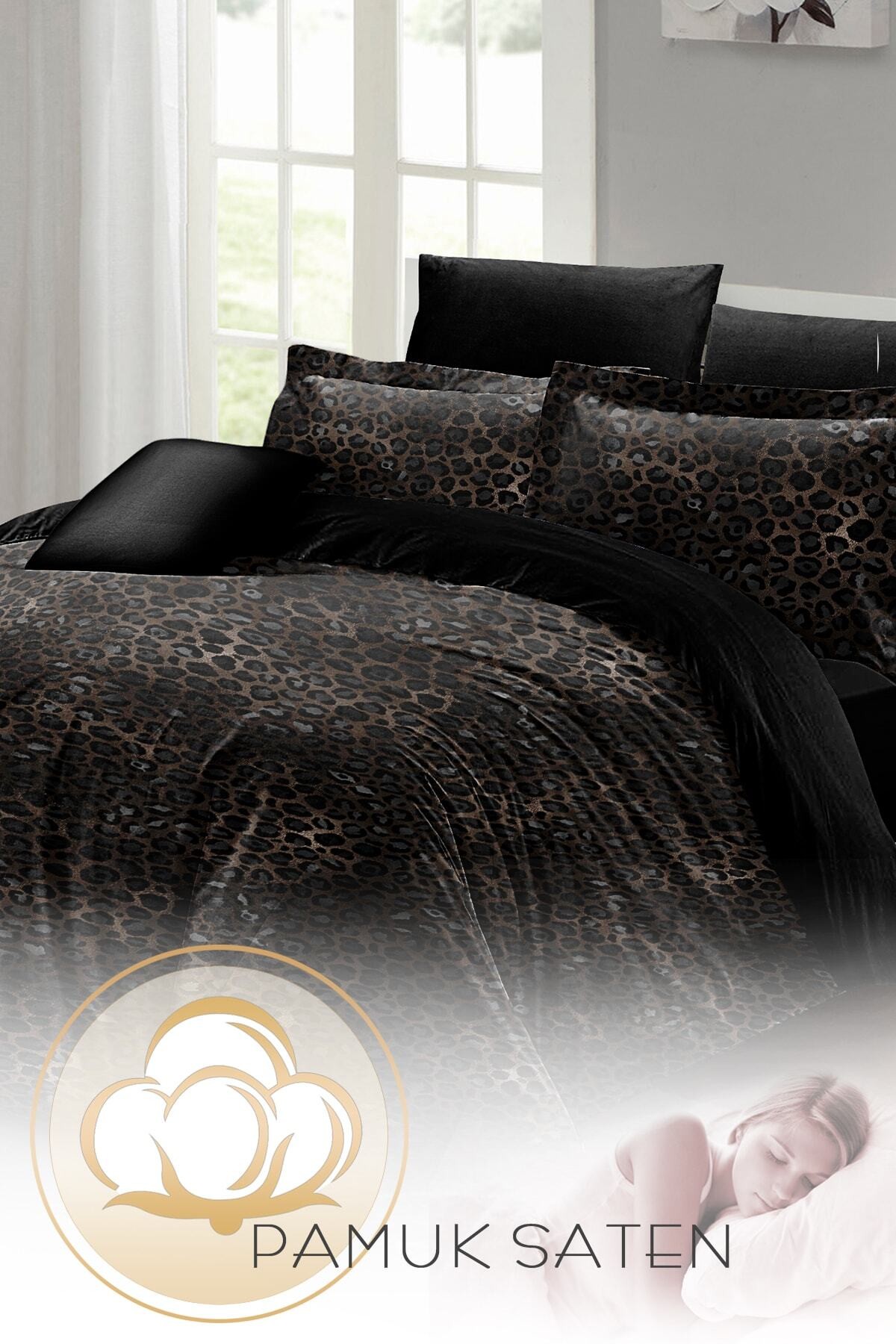 Kıng Sıze Leopar Print Çift Kişilik Nevresim Takımı %100 Pamuk Saten 3d Özel Tasarım 220x240cm